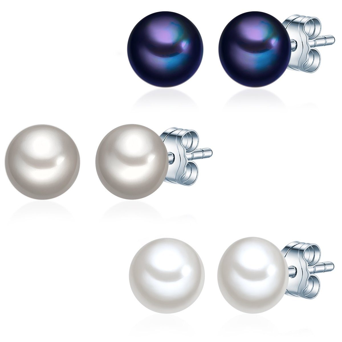 Valero Pearls Perlenohrringe silber, aus Süßwasser-Zuchtperlen blau, silber, weiß