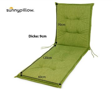 sunnypillow Liegenauflage Polsterauflagen für Gartenliege 190 x 60 x 9cm, 1 Stück Grün