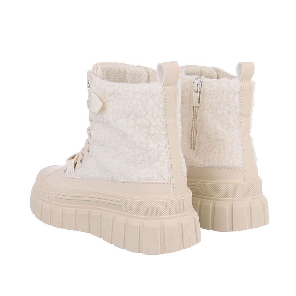 Ital-Design Damen High-Top Freizeit Sneakerboots (85135608) Keilabsatz/Wedge Sneakers High in Beige