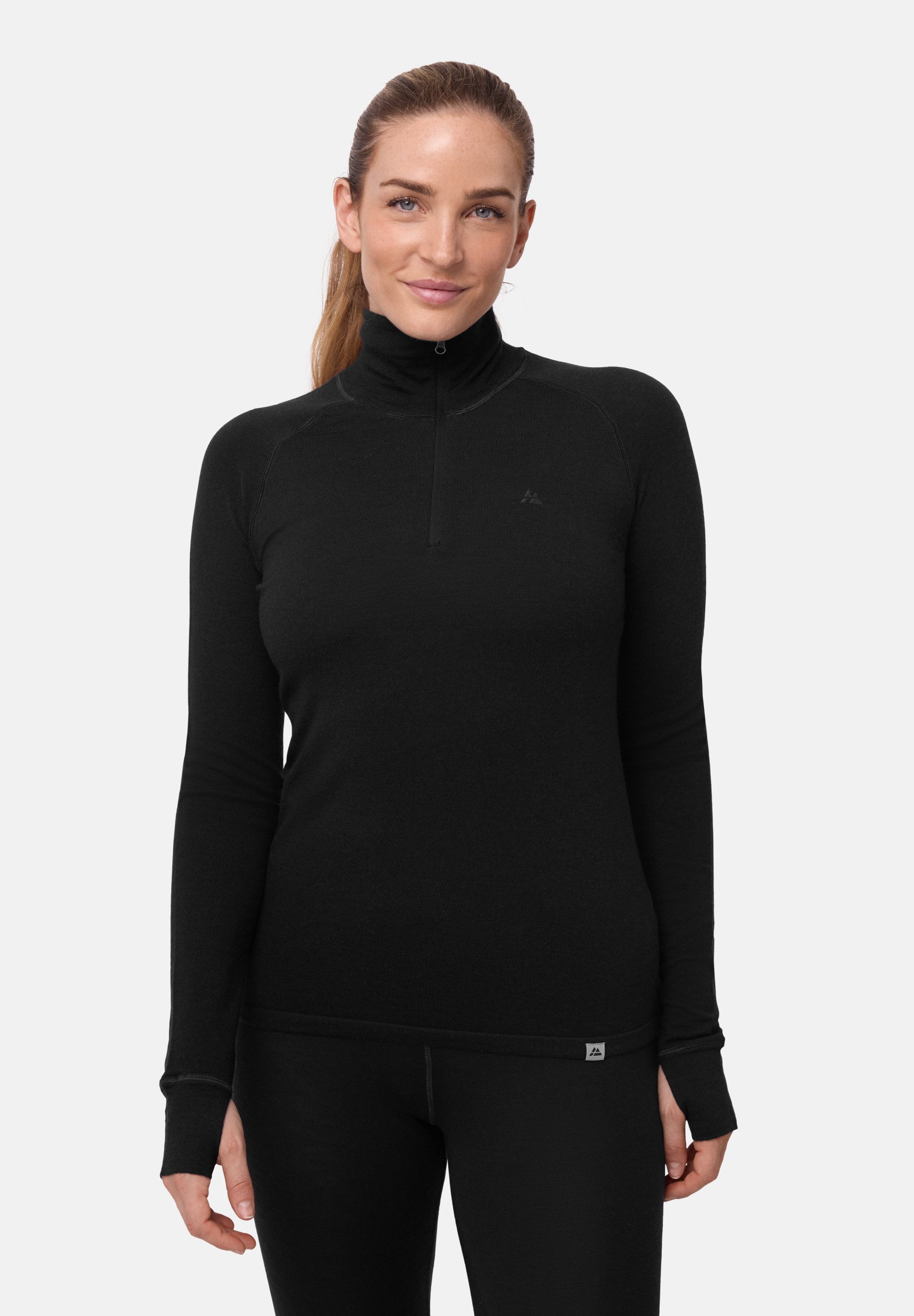 DANISH ENDURANCE Langarmshirt Merino Halfzip Damen Merino Half-Zip Thermoshirt, warm, atmungsaktiv & geruchsfrei
