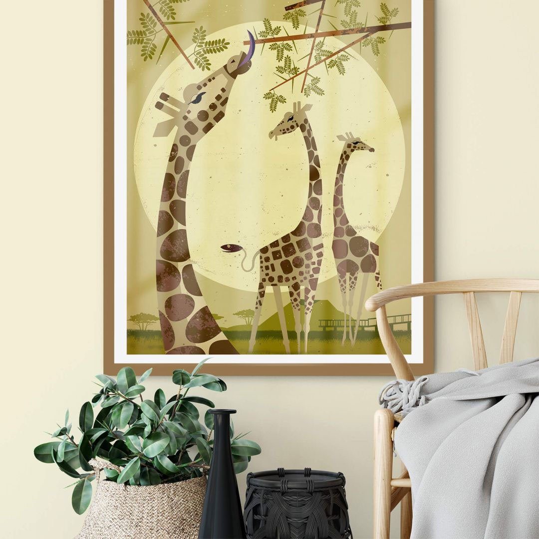 Wandposter Tiere Giraffes, Wall-Art Wandbild, Poster Poster, St), Bild, (1