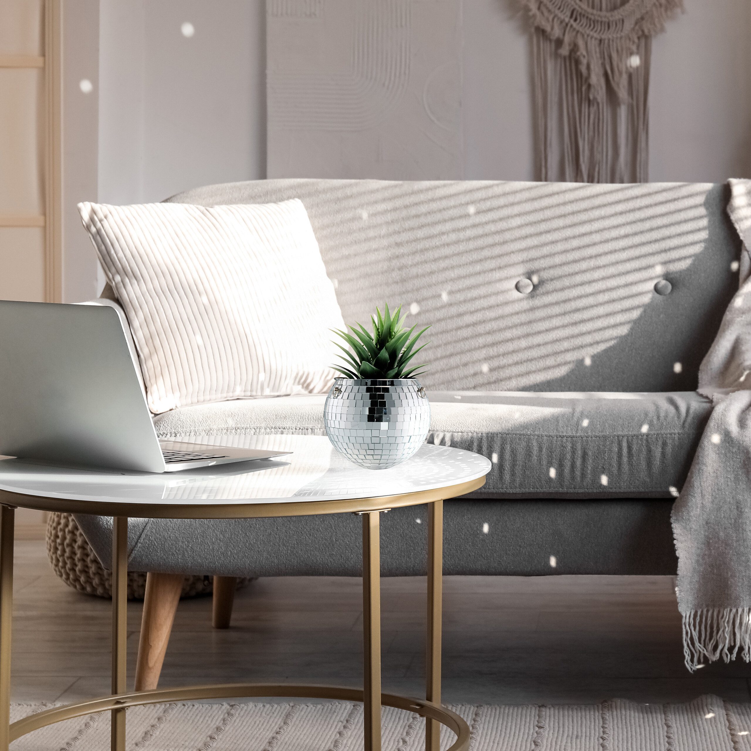 relaxdays Blumenampel Hängender Discokugel Pflanzentopf