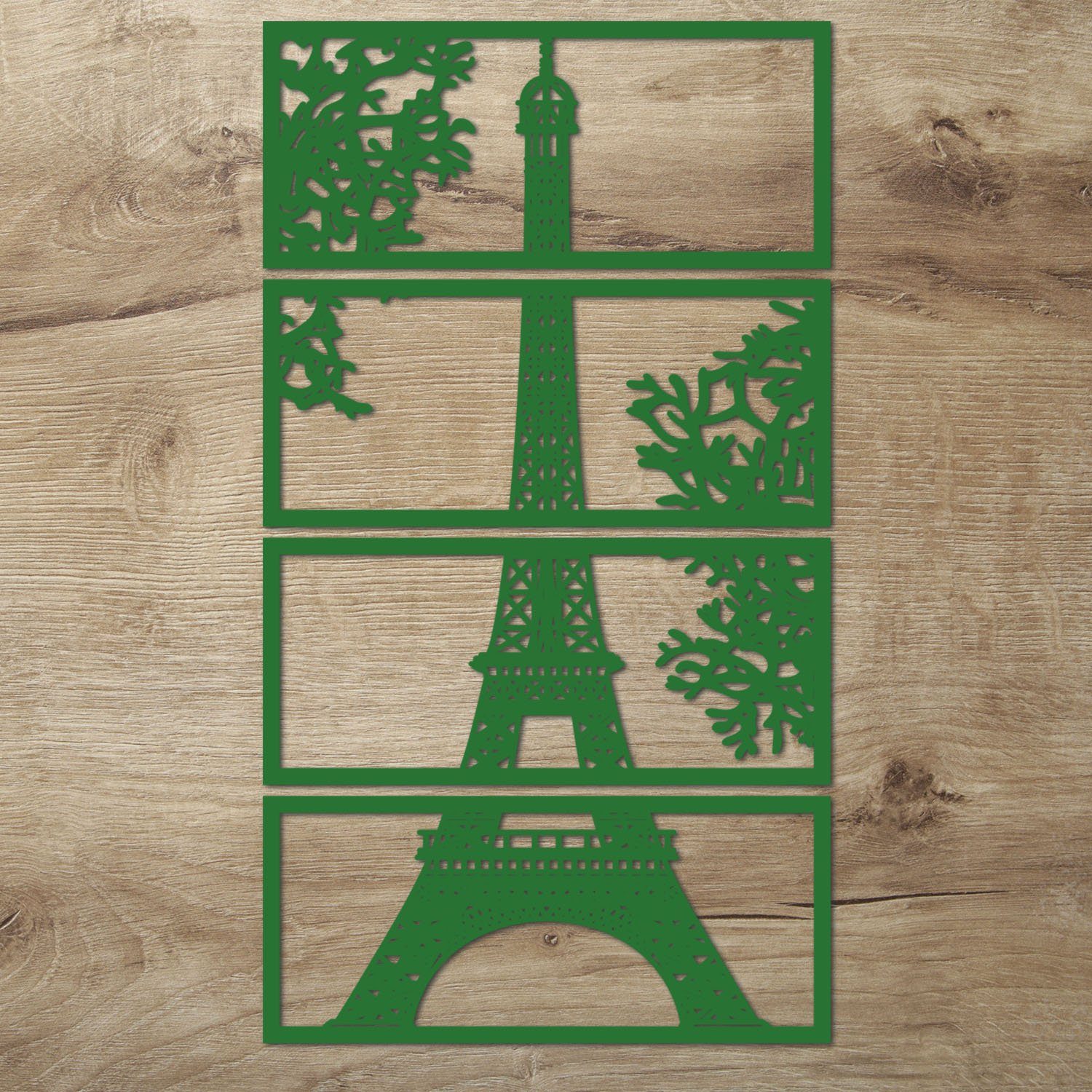 Namofactur Wanddekoobjekt XXL Eiffelturm Holz Wanddeko Wandbild Grün