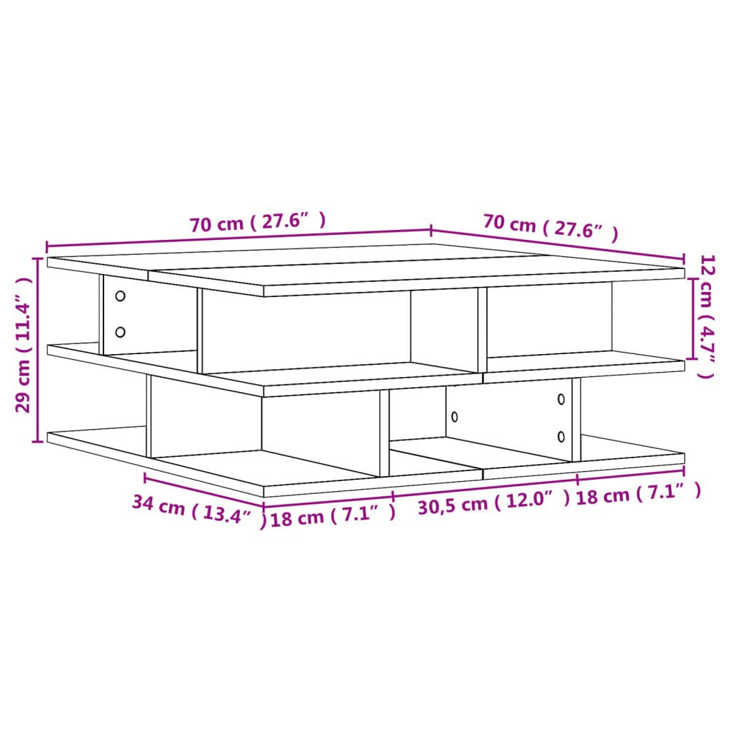 vidaXL Couchtisch Couchtisch Weiß 70x70x29 cm Holzwerkstoff (1-St)