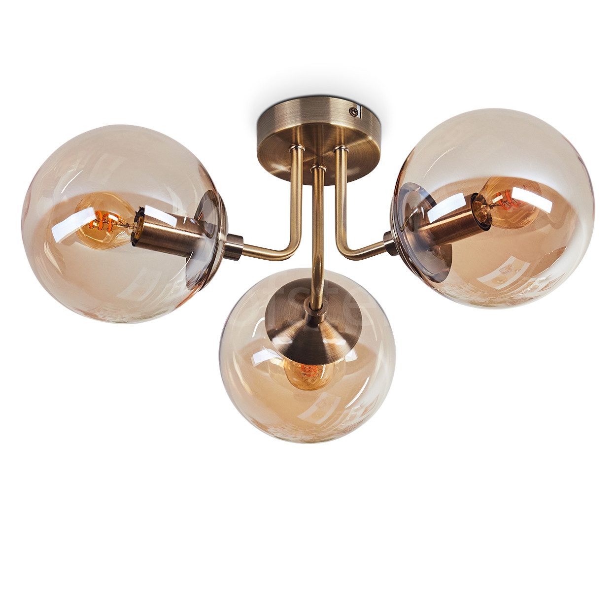 hofstein Deckenleuchte Deckenlampe aus Metall/Glas in Altmessingfarben/Bern günstig online kaufen