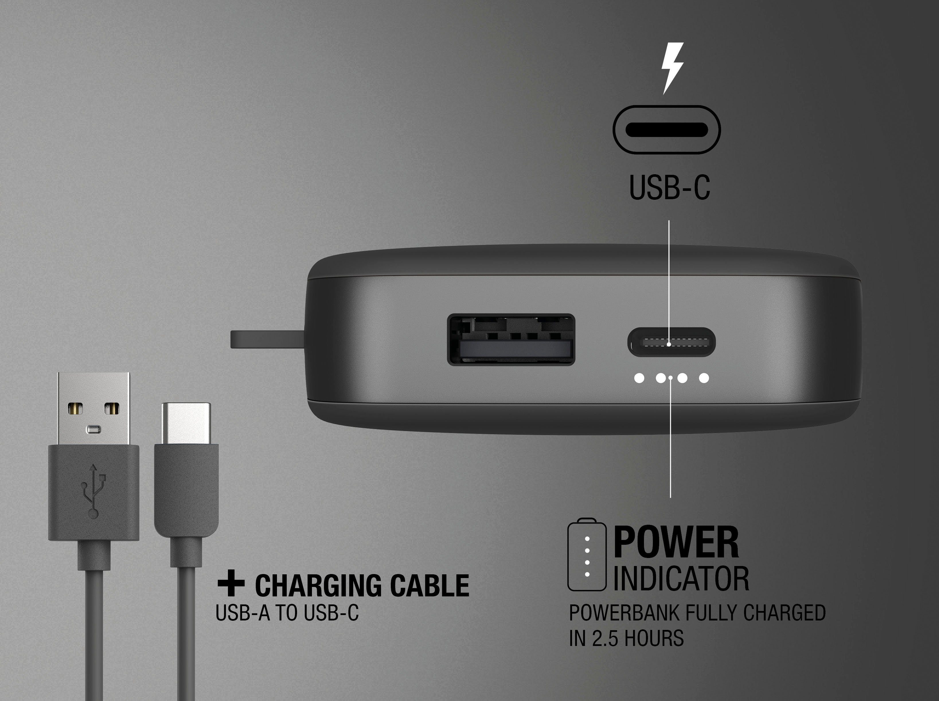 Fresh´n Rebel USB-C, Powerbank grau Pack mit & Charge PD 20W Ultra 12000mAh Fast Power