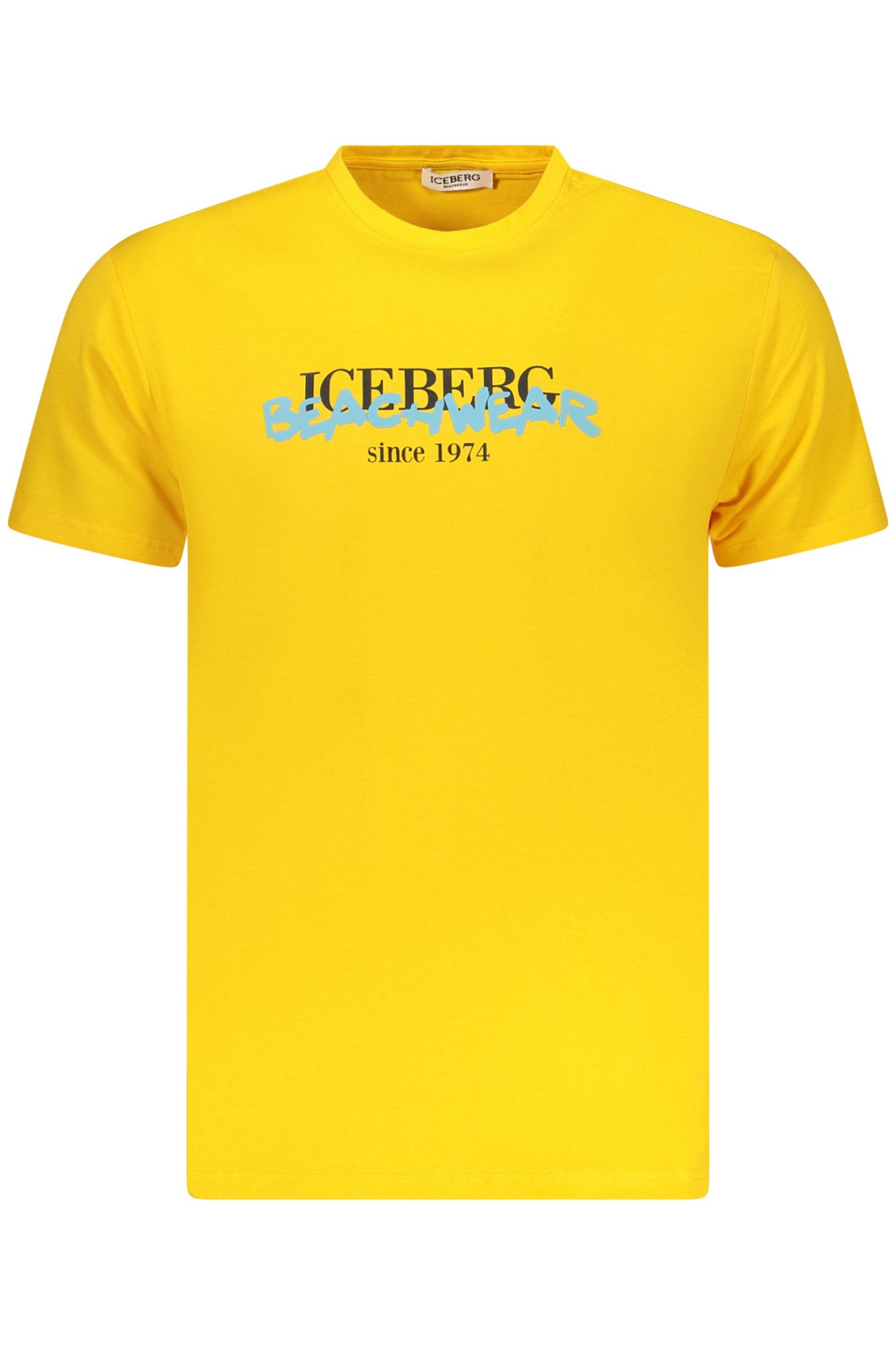 ICEBERG T-Shirt Herren Kurzarm T-Shirt, Gelb Neon, Rundhals, Logo