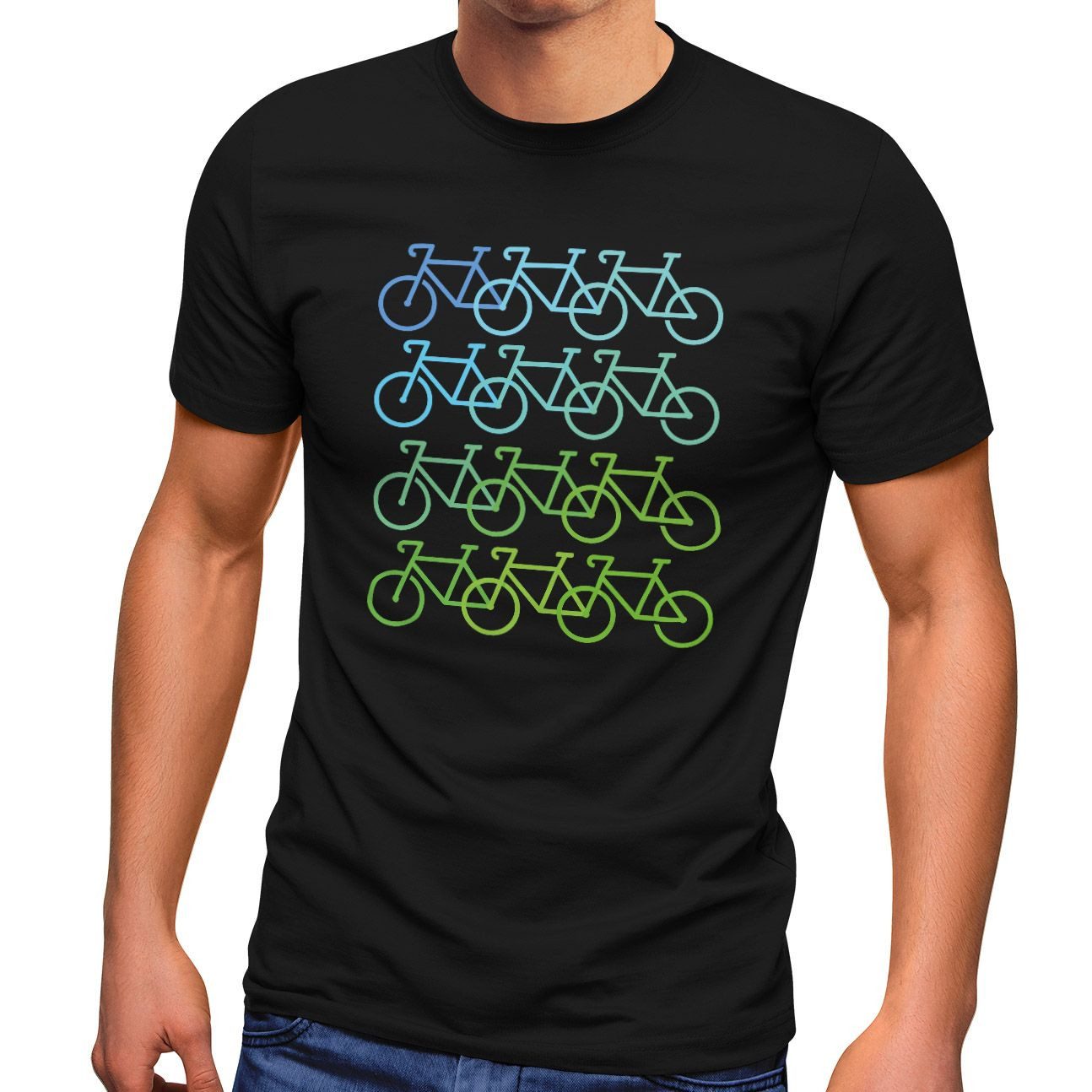 Print-Shirt Herren T-Shirt Fahrrad-Motiv Geschenk für Radfahrer Bike Fun-Shirt