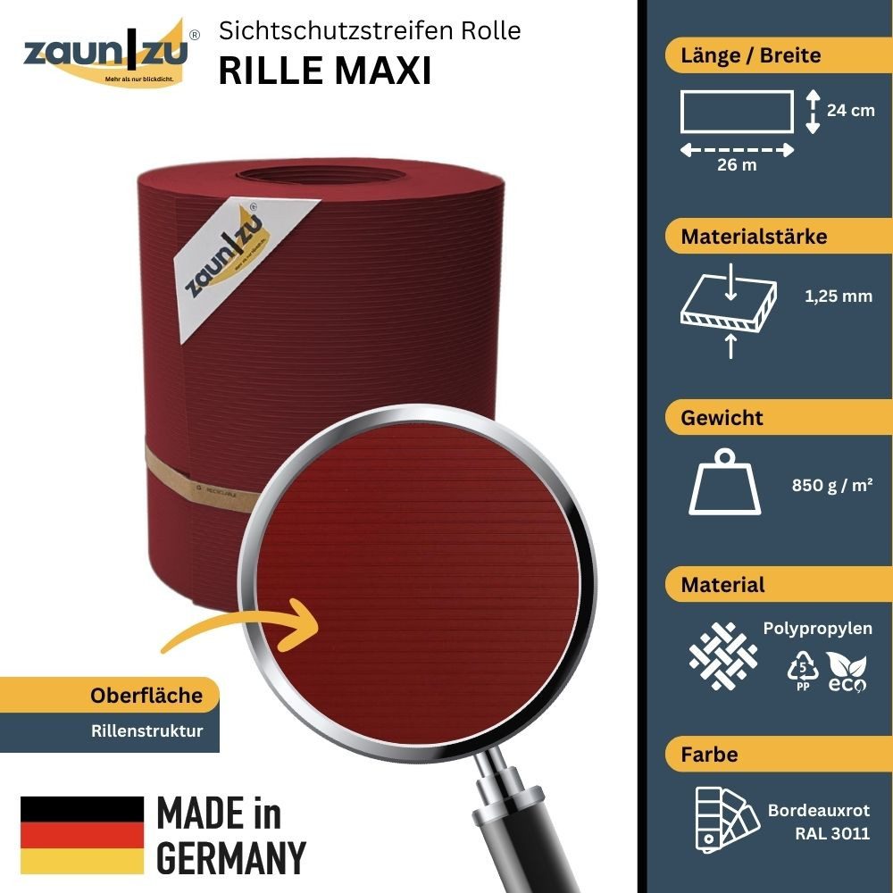 zaunzu Sichtschutzstreifen Rille Maxi Rolle für günstig online kaufen