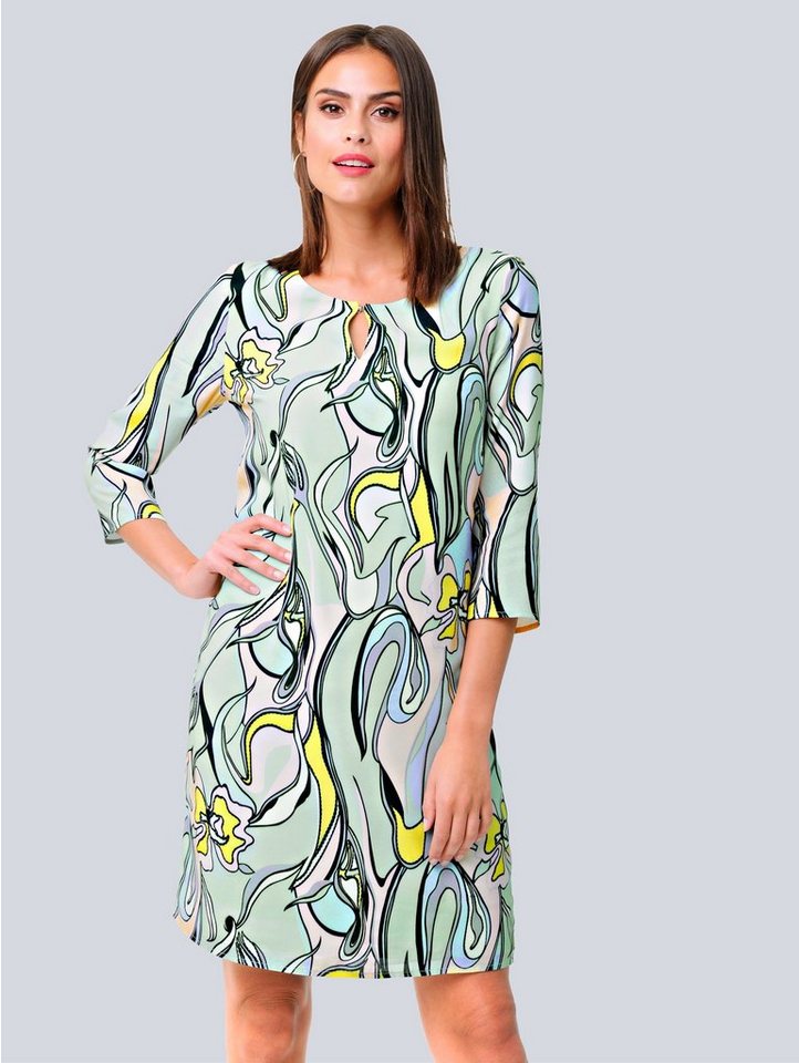 Alba Moda Kleid mit farbharmonischem Druck in grün