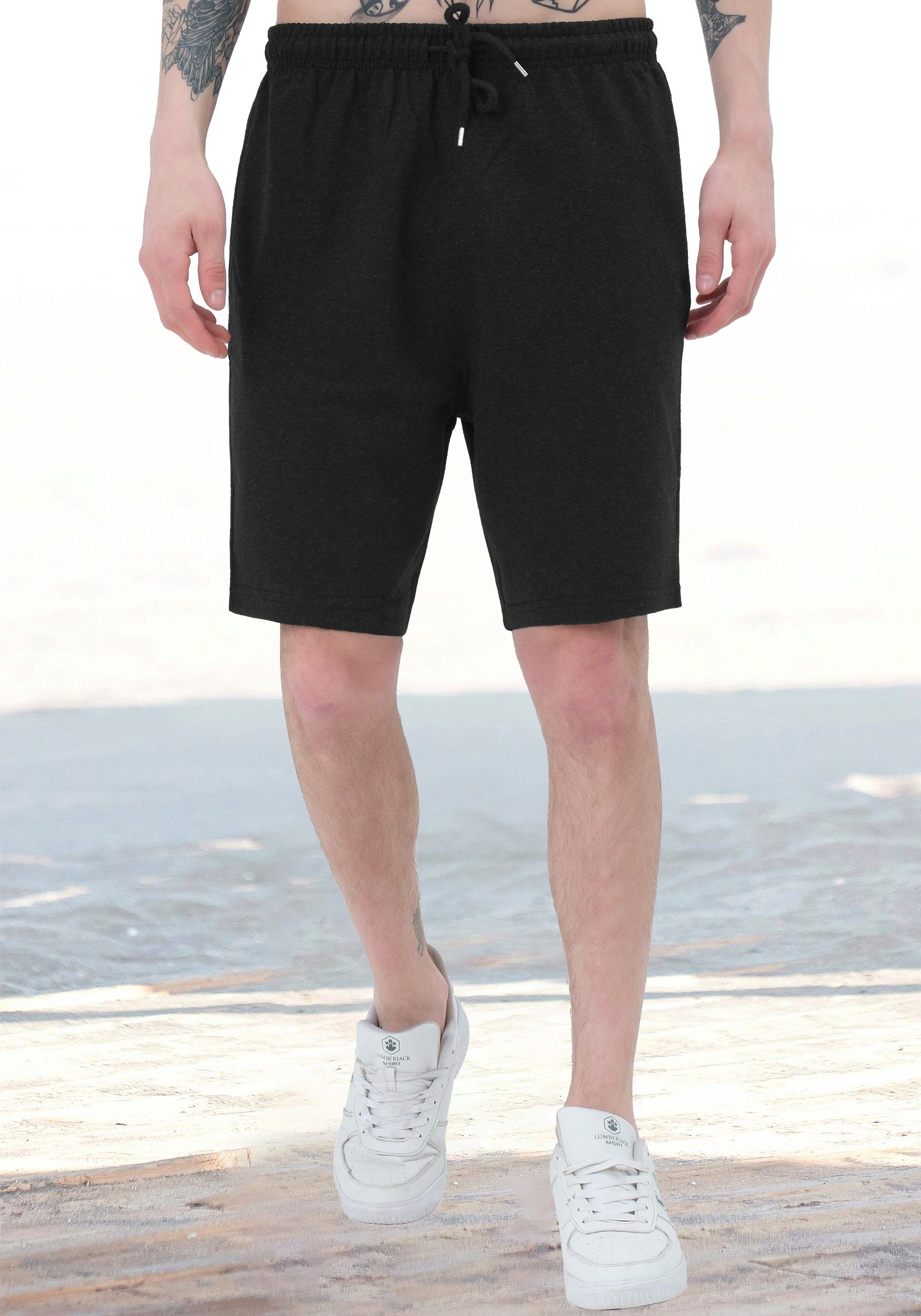 & Solo Herren Shorts Schwarz Hose Smith kurze Sporthose Baumwolle (1-tlg)