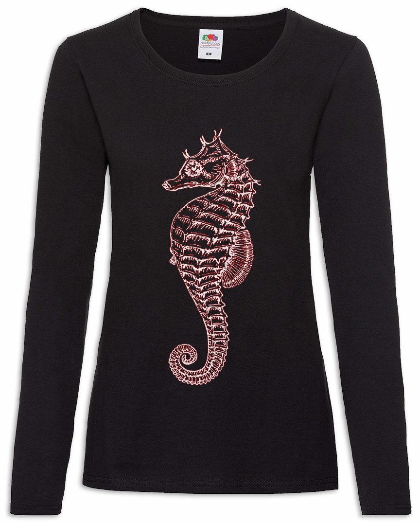 Langarmshirt Sea Horse Damen Langarmshirt Seepferdchen Tattoo Nautical Sailor Stern