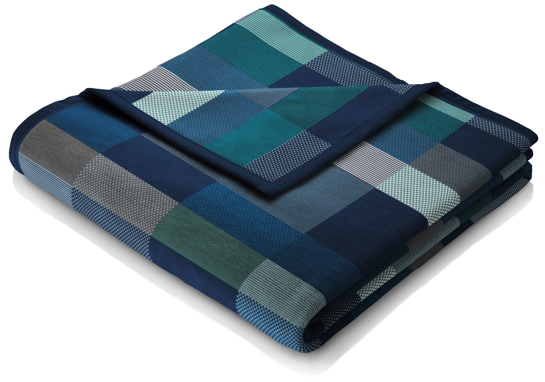 Wohndecke Color Squares Dark blue, blau karierte Sofadecke in 150x200 cm, B günstig online kaufen