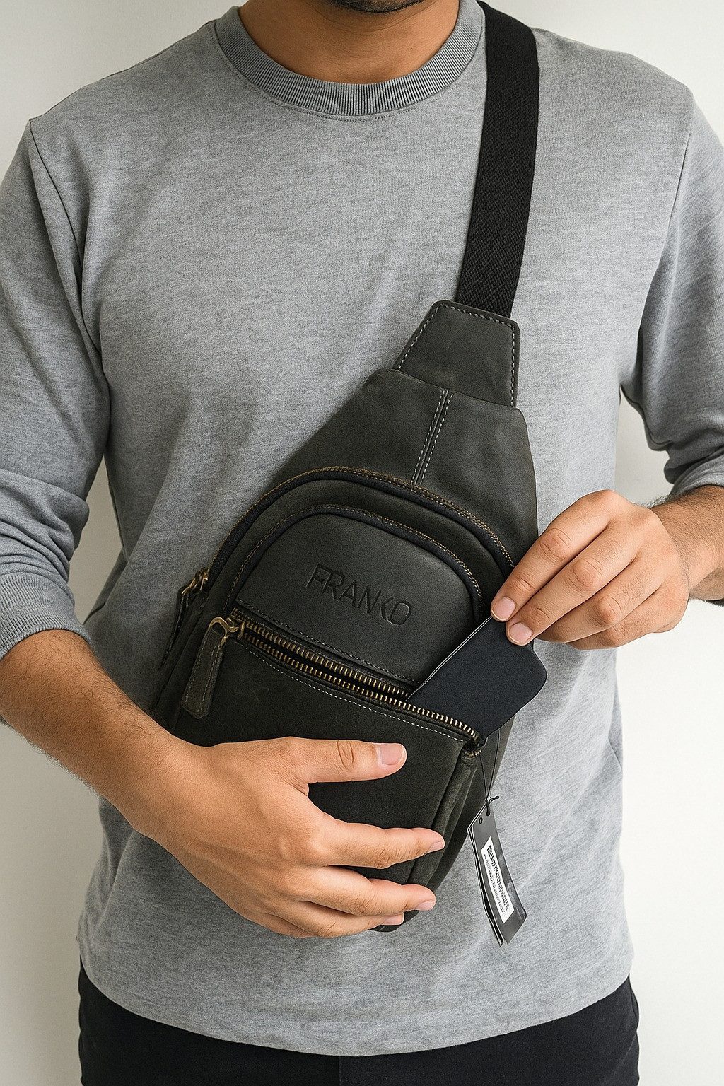 FRANKO GERMANY Umhängetasche Hochwertige Büffelleder Crossbody günstig online kaufen