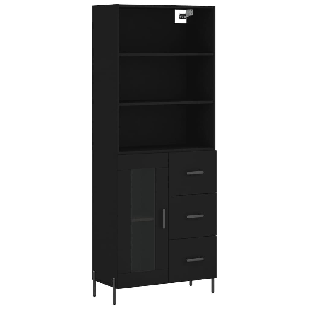 Schrank Kleiderschrank Regal vidaXL Highboard Schwarz cm Holzwerksto 69,5x34x180 Hochschrank