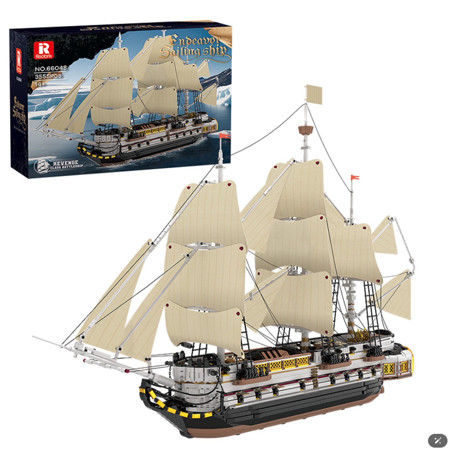 Reobrix Reobrix 66048 HMS Endeavour Segelschiff 3.555 Teile Konstruktions-Spielset, (3555 St)