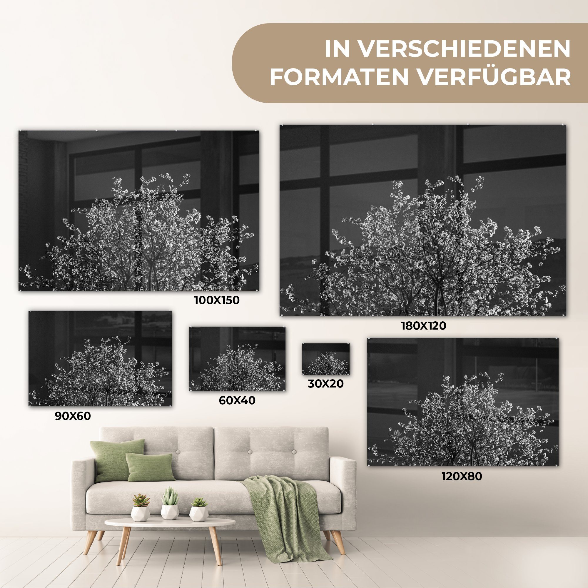 - Wohnzimmer Acrylglasbild Baum Blumen - & Schlafzimmer Acrylglasbilder (1 MuchoWow St), Zweige,