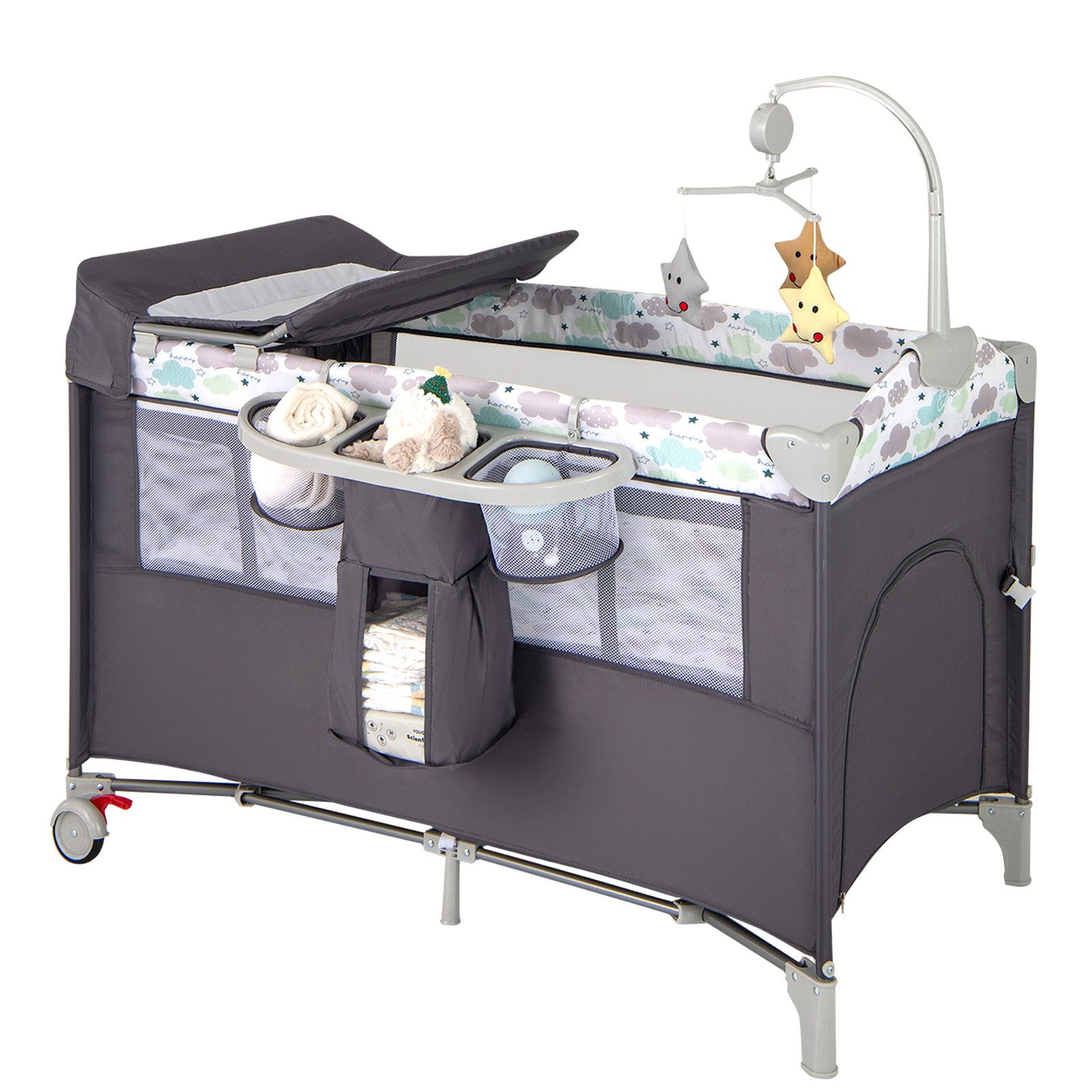 COSTWAY Baby-Reisebett 2 Ebenen 4 in günstig online kaufen