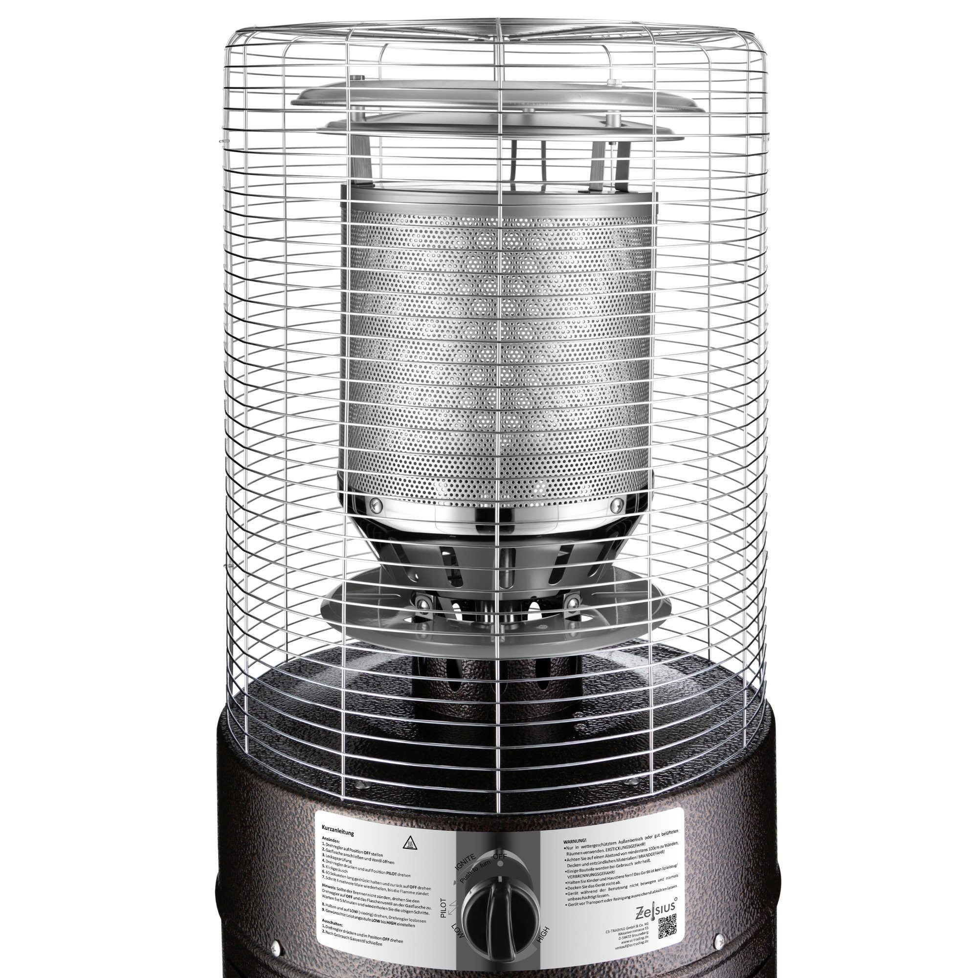 Zelsius Terrassenstrahler Gas Heizstrahler "Zermatt", 11 kW, Dunkelgrau, Ø 46cm x 137 cm, 11000.00 W – Bild 5 von 5