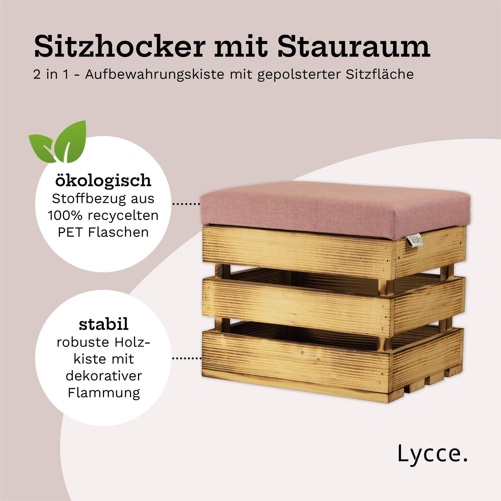 Lycce Polsterhocker Holzhocker, Holzkiste geflammtes Holz günstig online kaufen
