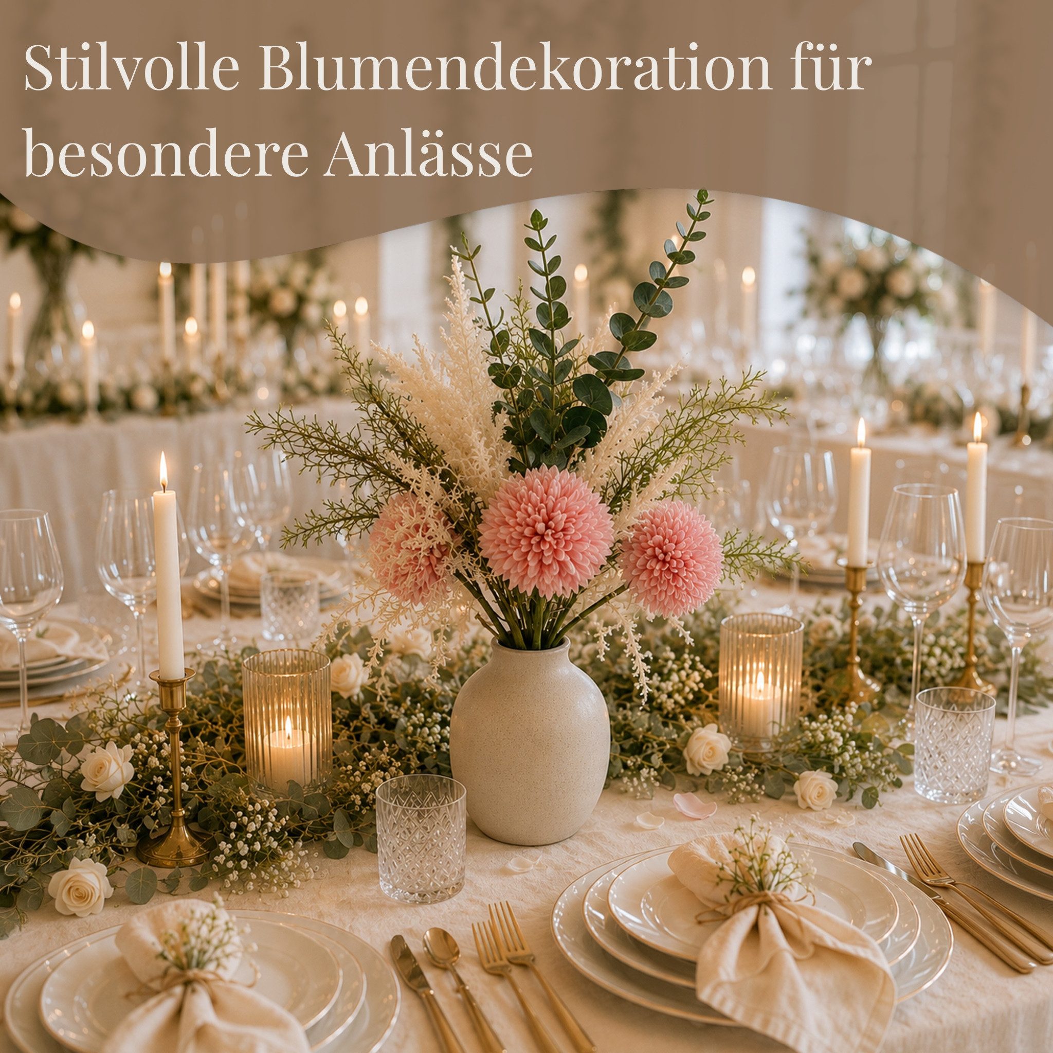 matches21 HOME & HOBBY Bilderrahmen Kunstblumen-Strauß rosa mit Dahlien Eukalyptus wie echt, Großer Blumen-Strauß für Vasen als realistische Blumen-Deko – Bild 5 von 5