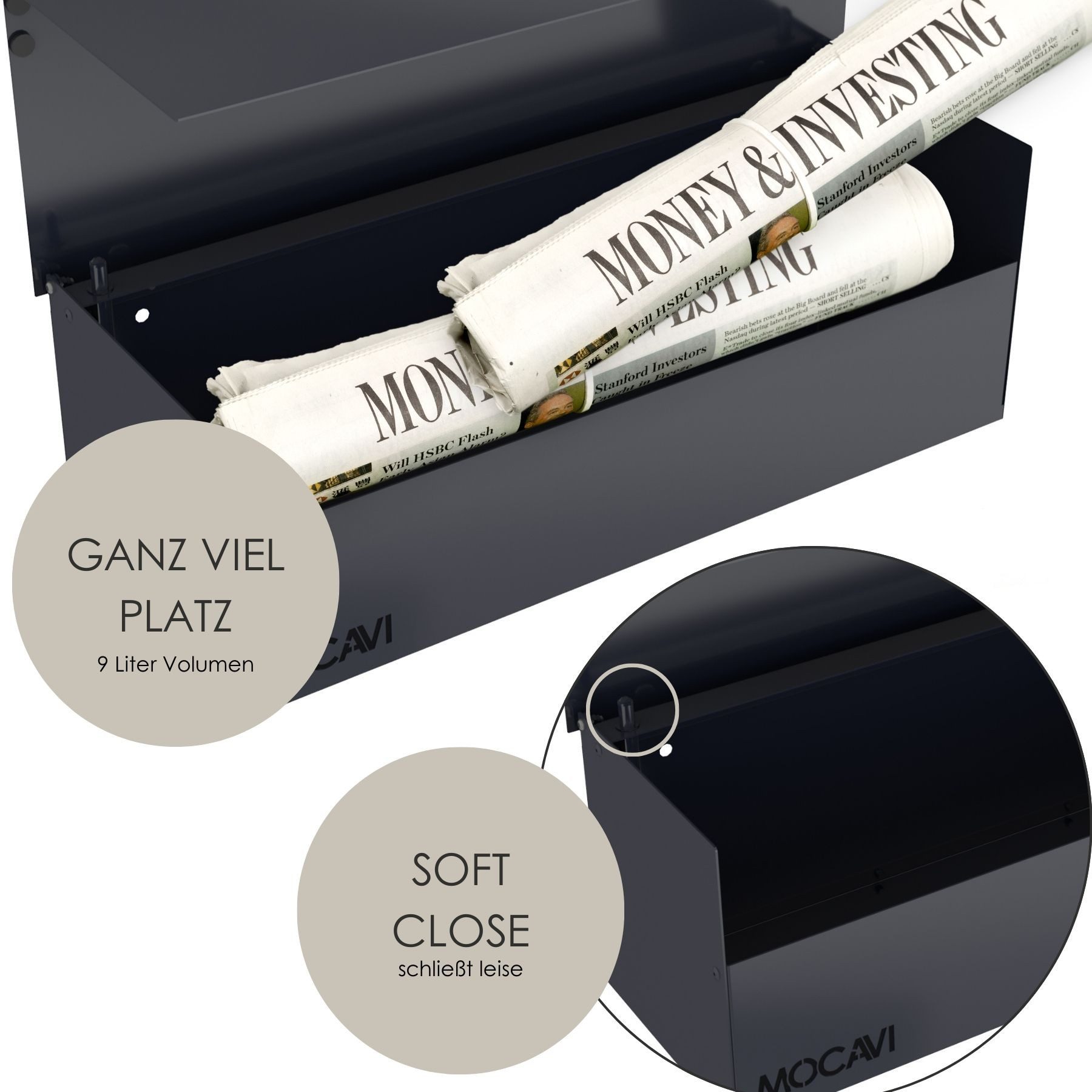 MOCAVI Zeitungsrolle Zeitungsfach ZF2 anthrazit geschlossen
