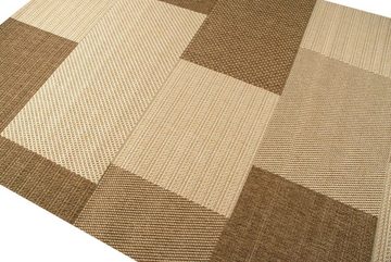 Outdoorteppich Teppich Modern Flachgewebe Kariert Sisal Optik Küchenteppich Küchenläufer Karo Design Braun Beige, Teppich-Traum, rechteckig, Höhe: 5 mm