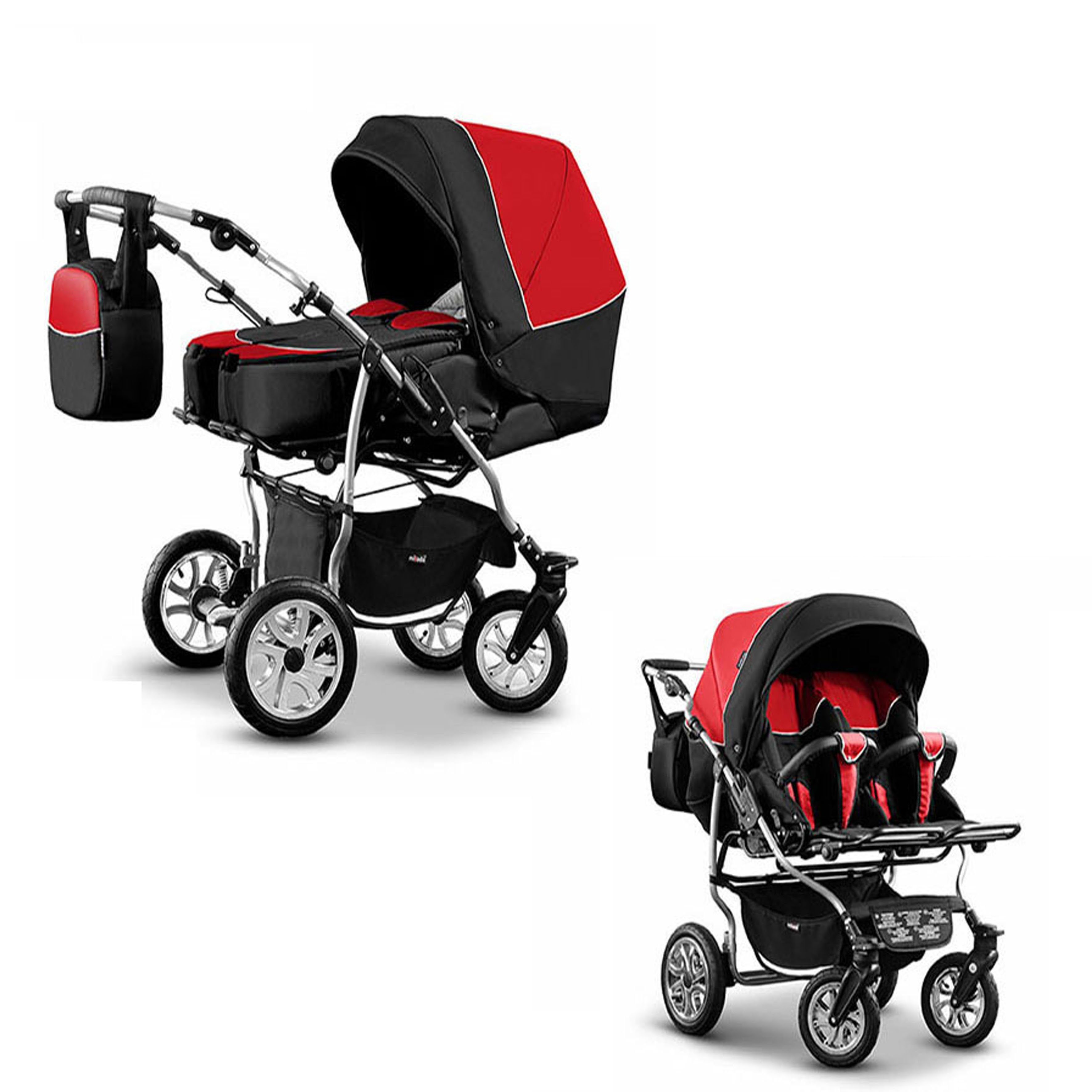 Zwillings-Kombikinderwagen City Twin 2 in 1 inkl. Sportsitze und Zubehör in 19 Farben