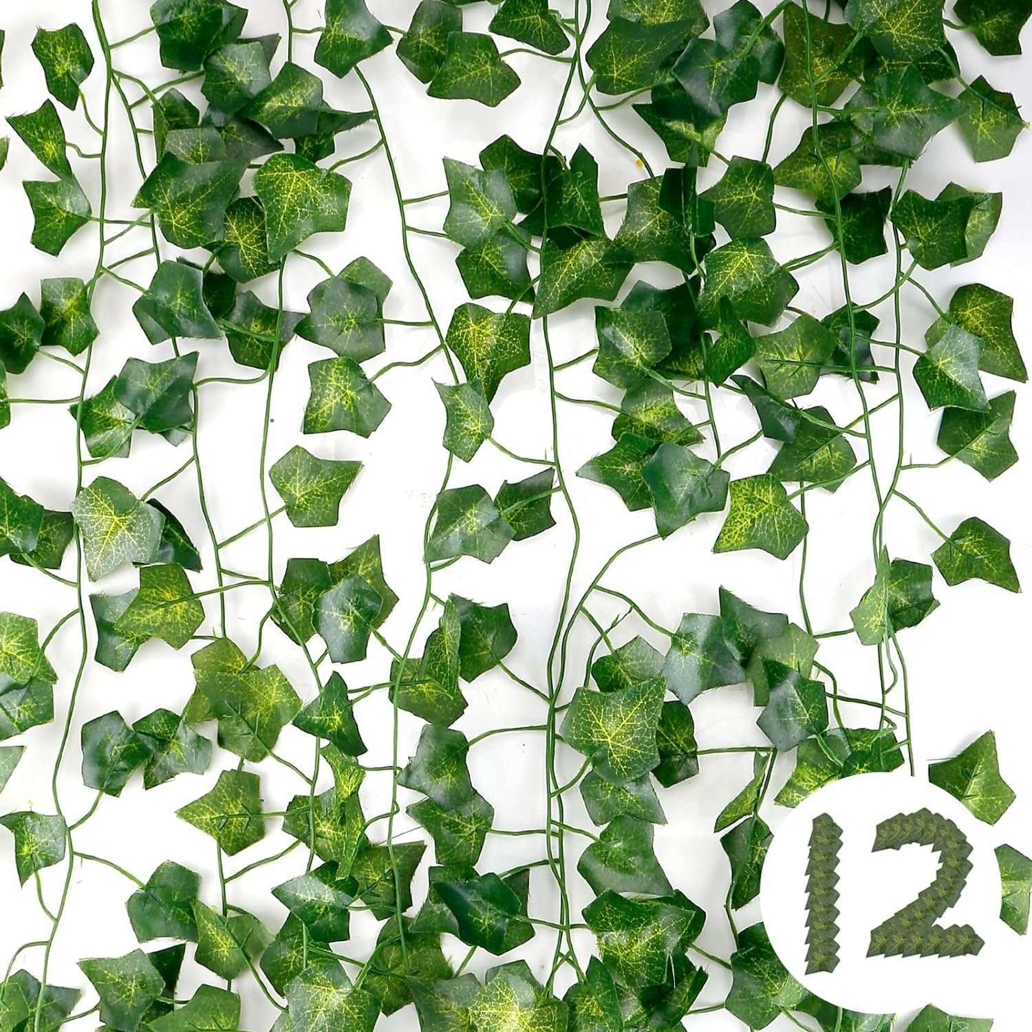 Künstliche Zimmerpflanze 12/24pcs Künstliche Efeuranken Kunstpflanzen günstig online kaufen
