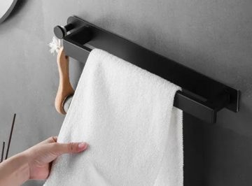 HEYHIPPO Handtuchhalter Badezimmer Vertikaler Handtuchhalter mit 3M Aufkleber 15,8 Zoll, SUS304 Edelstahl Quadratisch Dusche Badewanne