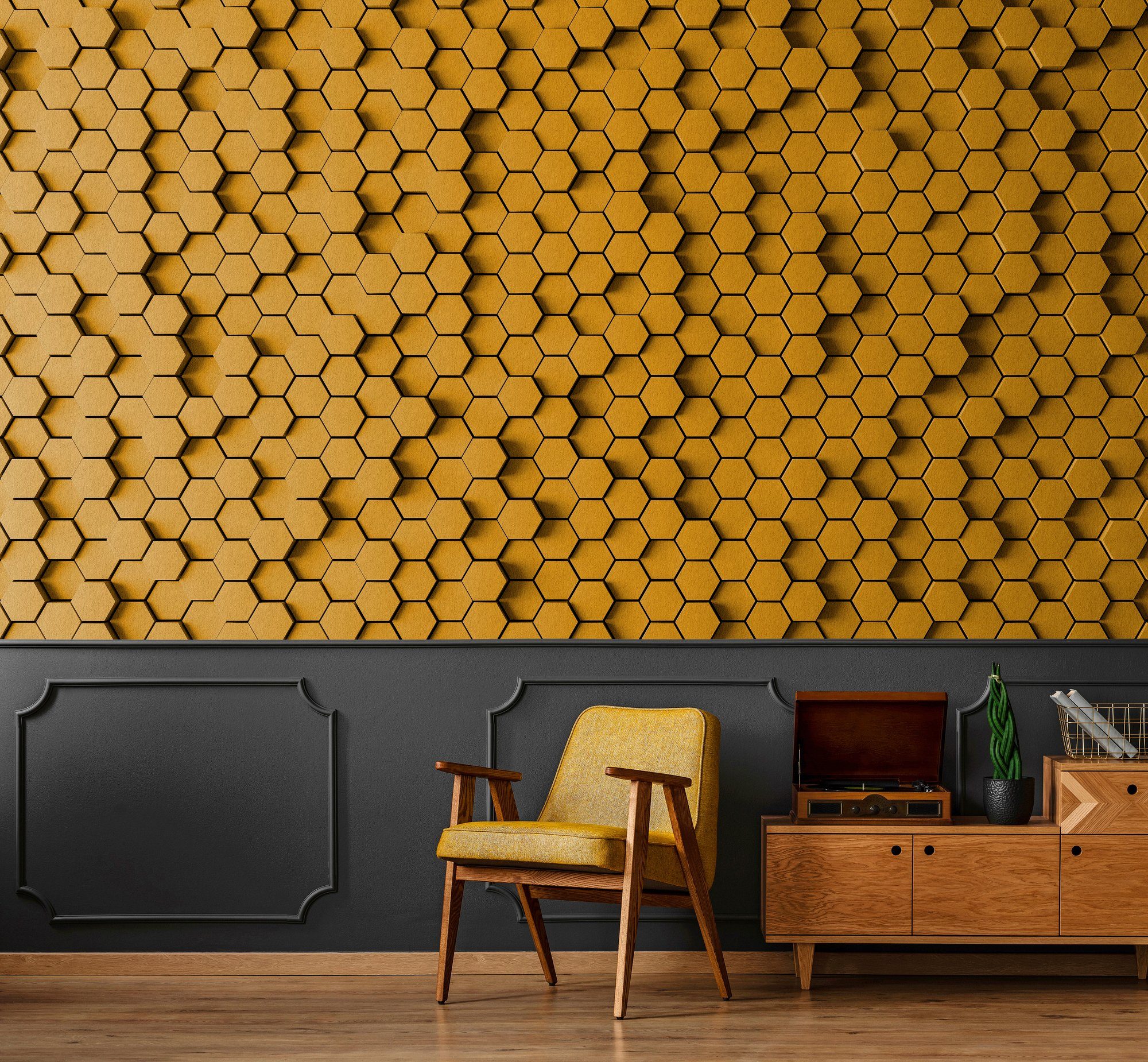 living walls Fototapete Walls by Patel Honeycomb 1, glatt, (5 St), Vlies, Wand, Schräge