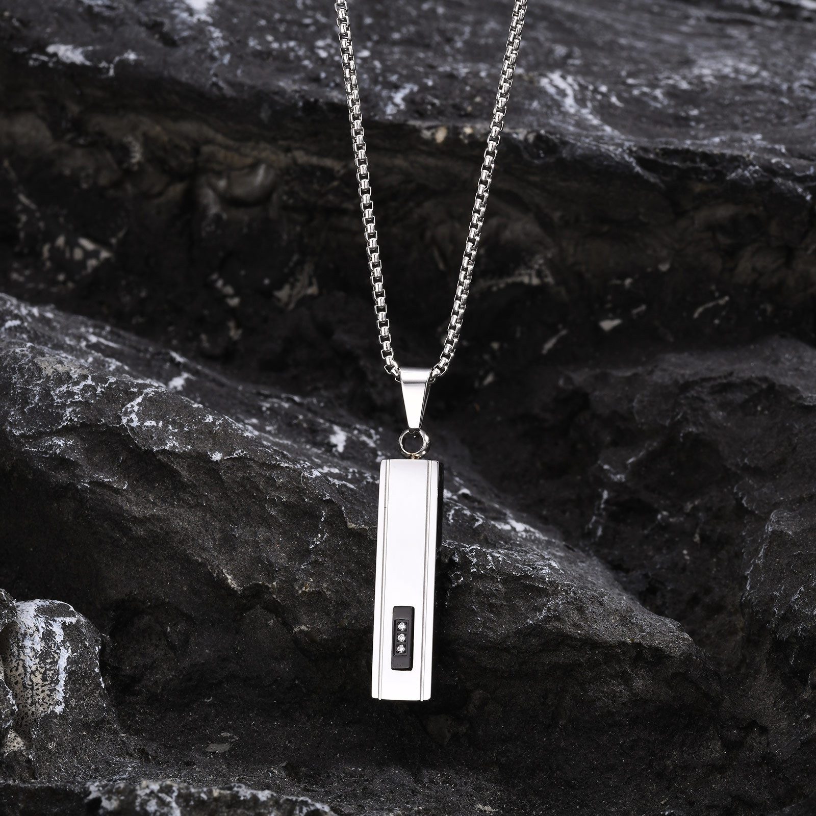 KARMA Edelstahlkette mit Anhänger Herren Silber günstig online kaufen