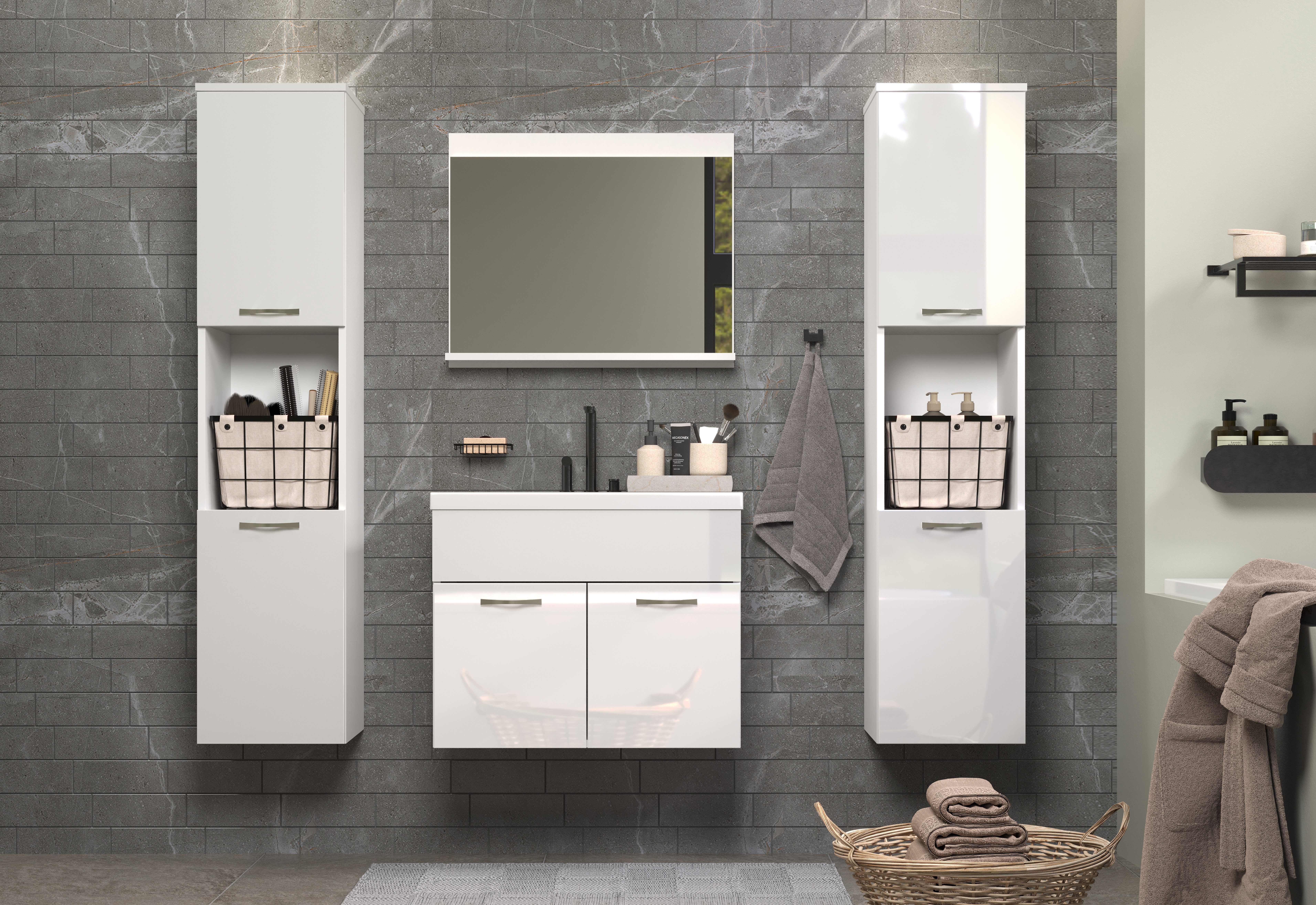 welltime Badezimmer-Set Kuba, (Komplett-Set, 4-St), Hängeschränke, Waschtis günstig online kaufen