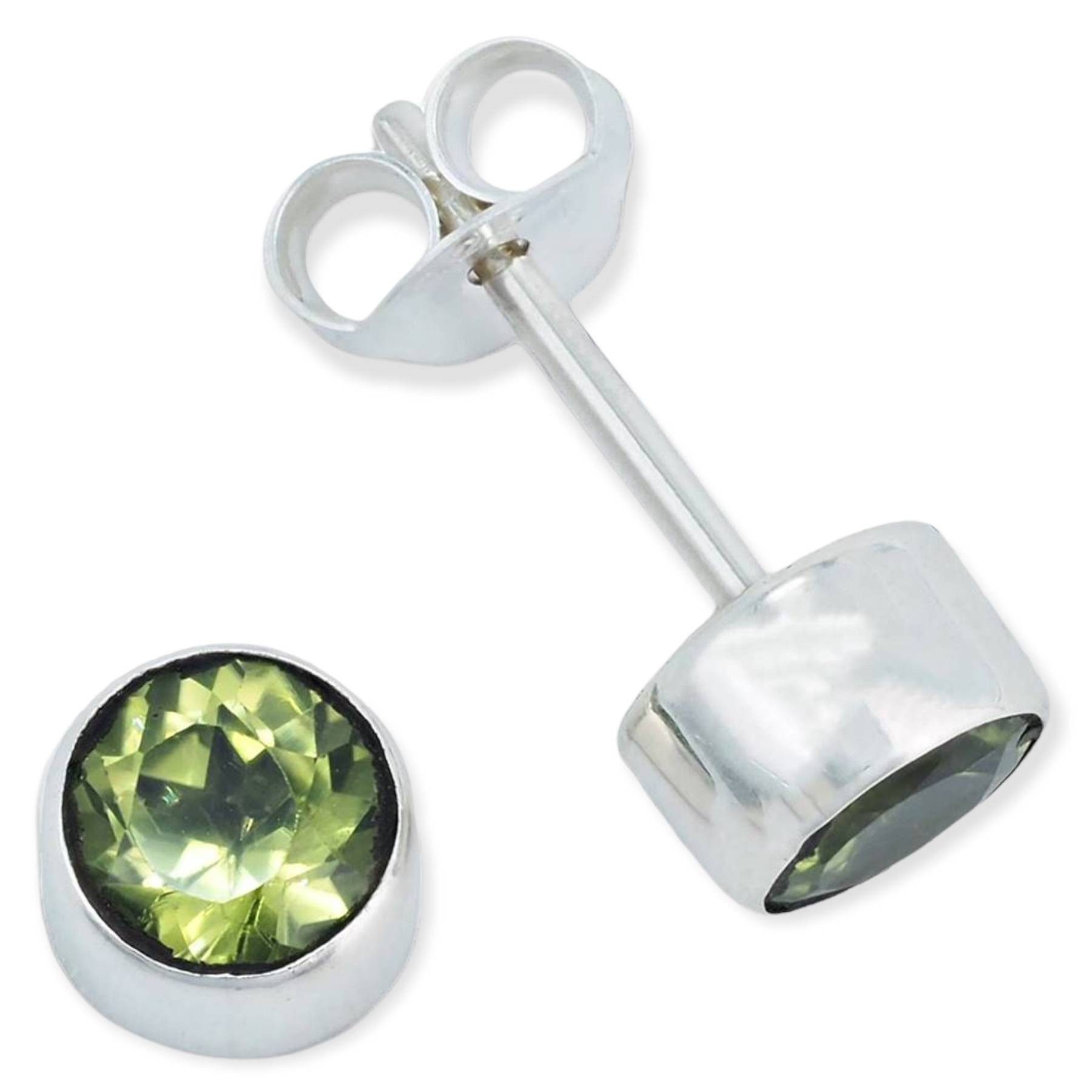 mantraroma Paar Ohrstecker SAMA rund klein aus 925 Silber mit Peridot (Paar günstig online kaufen