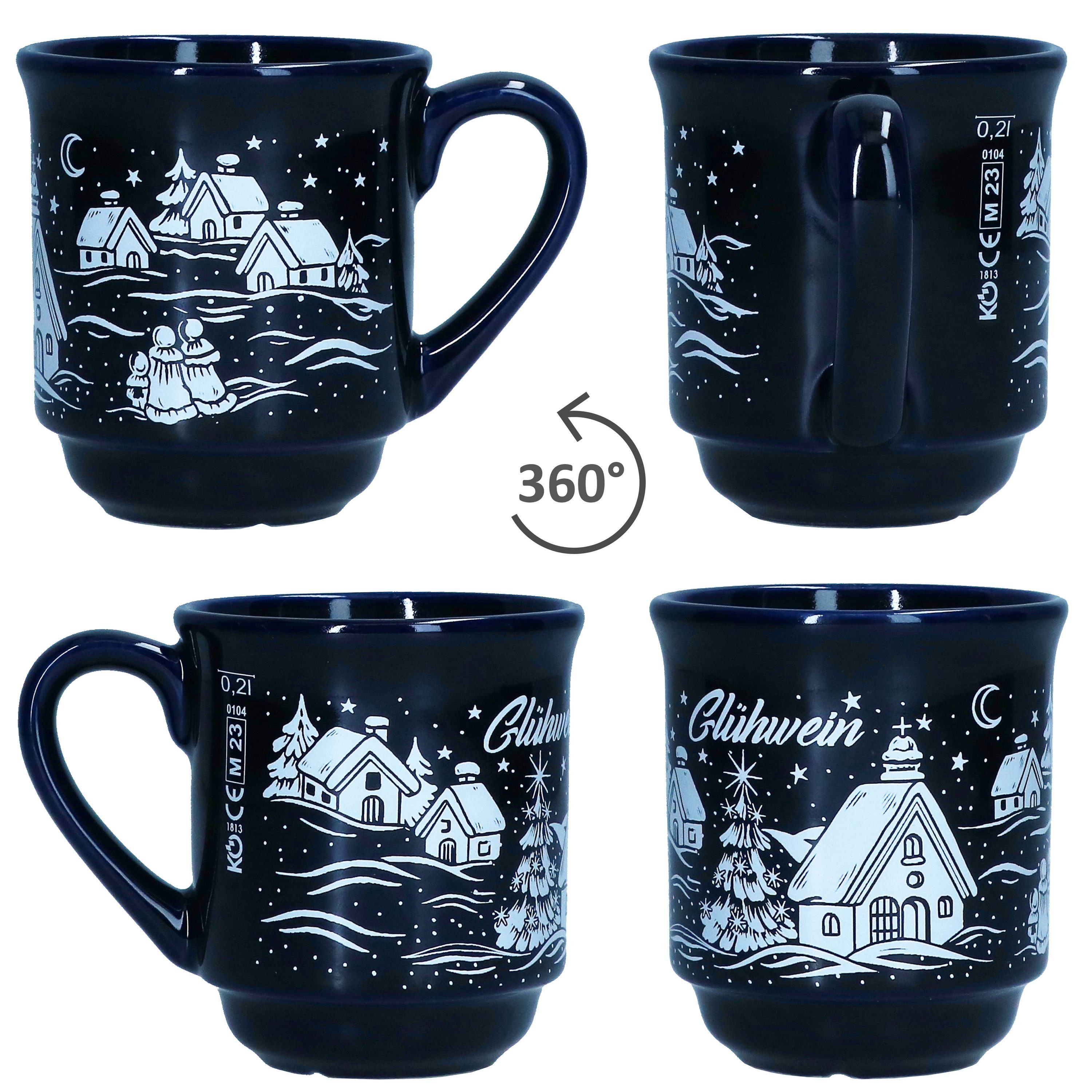dunkelblau geeicht Tasse Set 36er MamboCat Weihnachtslandschaft 0,2L Glühweinbecher