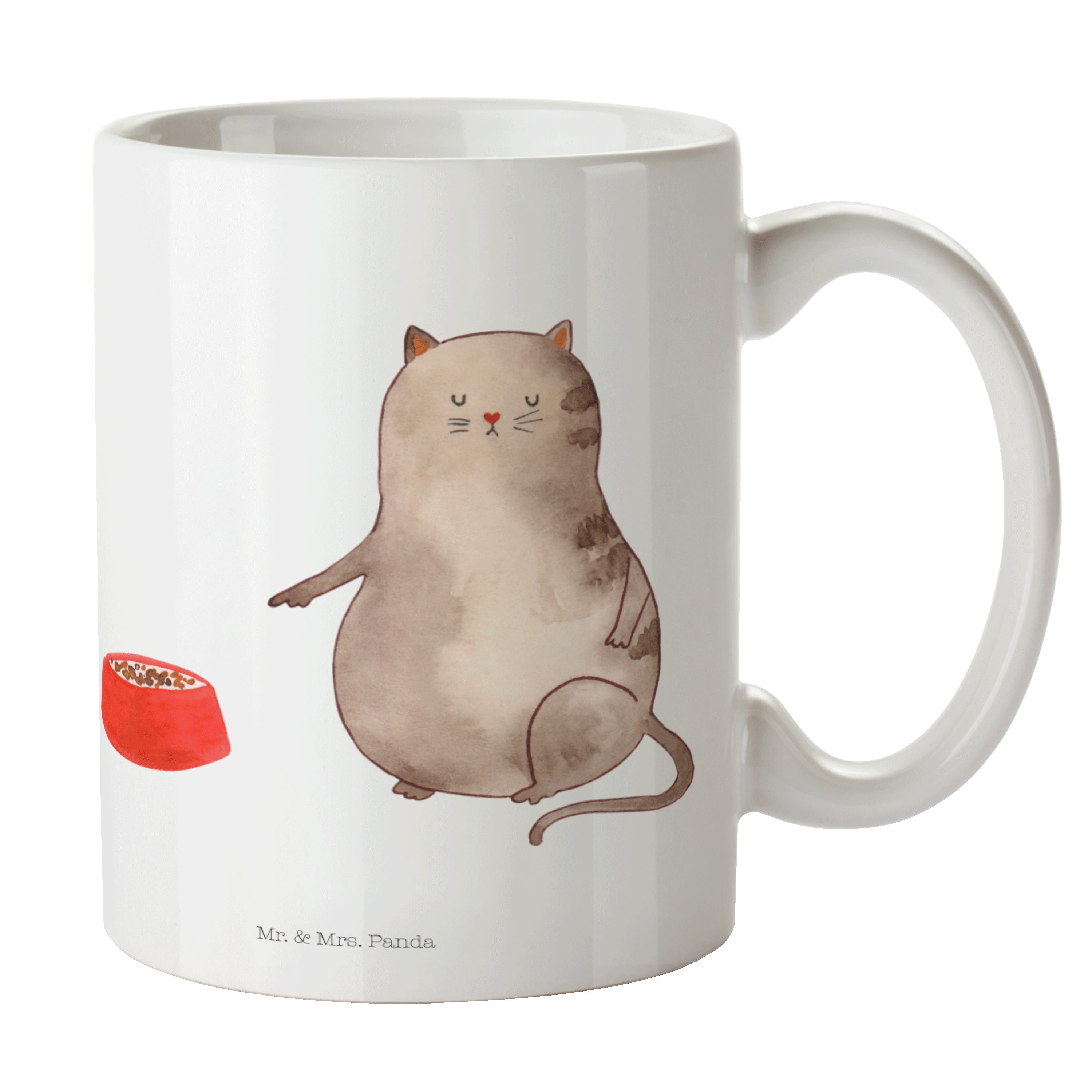 Mr. & Mrs. Panda Tasse Katze fressen - Weiß - Geschenk, Tasse Motive, Katzendeko, Katzenmoti, Keramik | Tassen