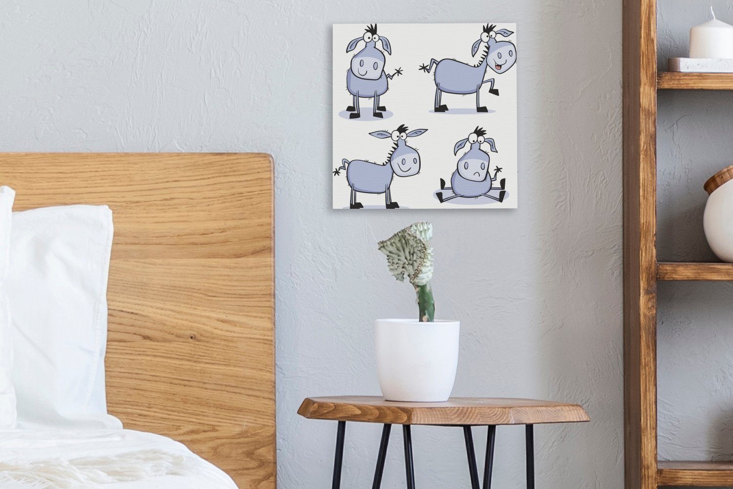 Leinwandbild Leinwand für Eine Schlafzimmer Illustration vier OneMillionCanvasses® Wohnzimmer St), Eseln, von (1 Bilder