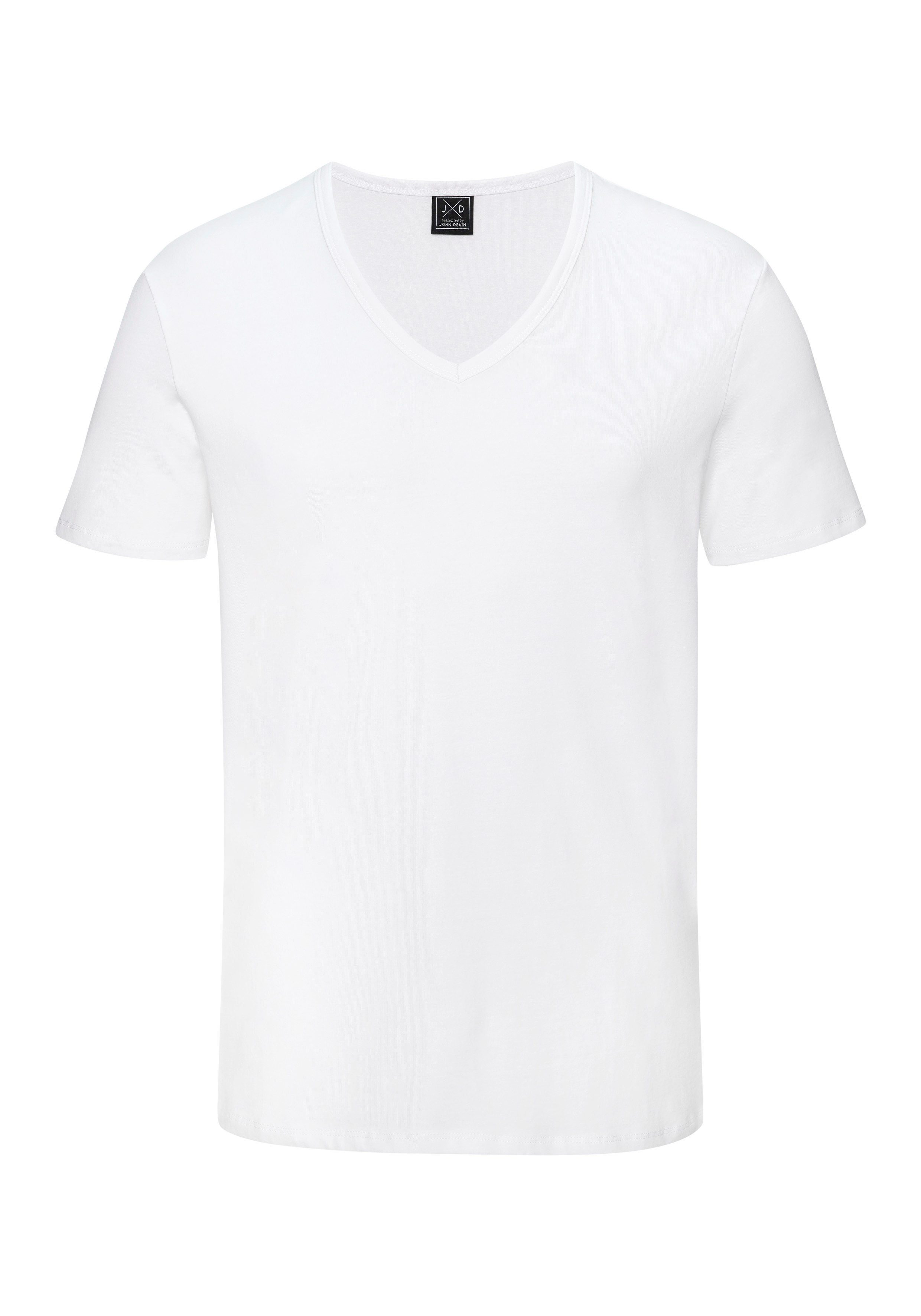John Devin T-Shirt mit tiefem V-Ausschnitt, V-neck, Unterziehshirt (3er-Pack) aus elastischer Baumwollqualität