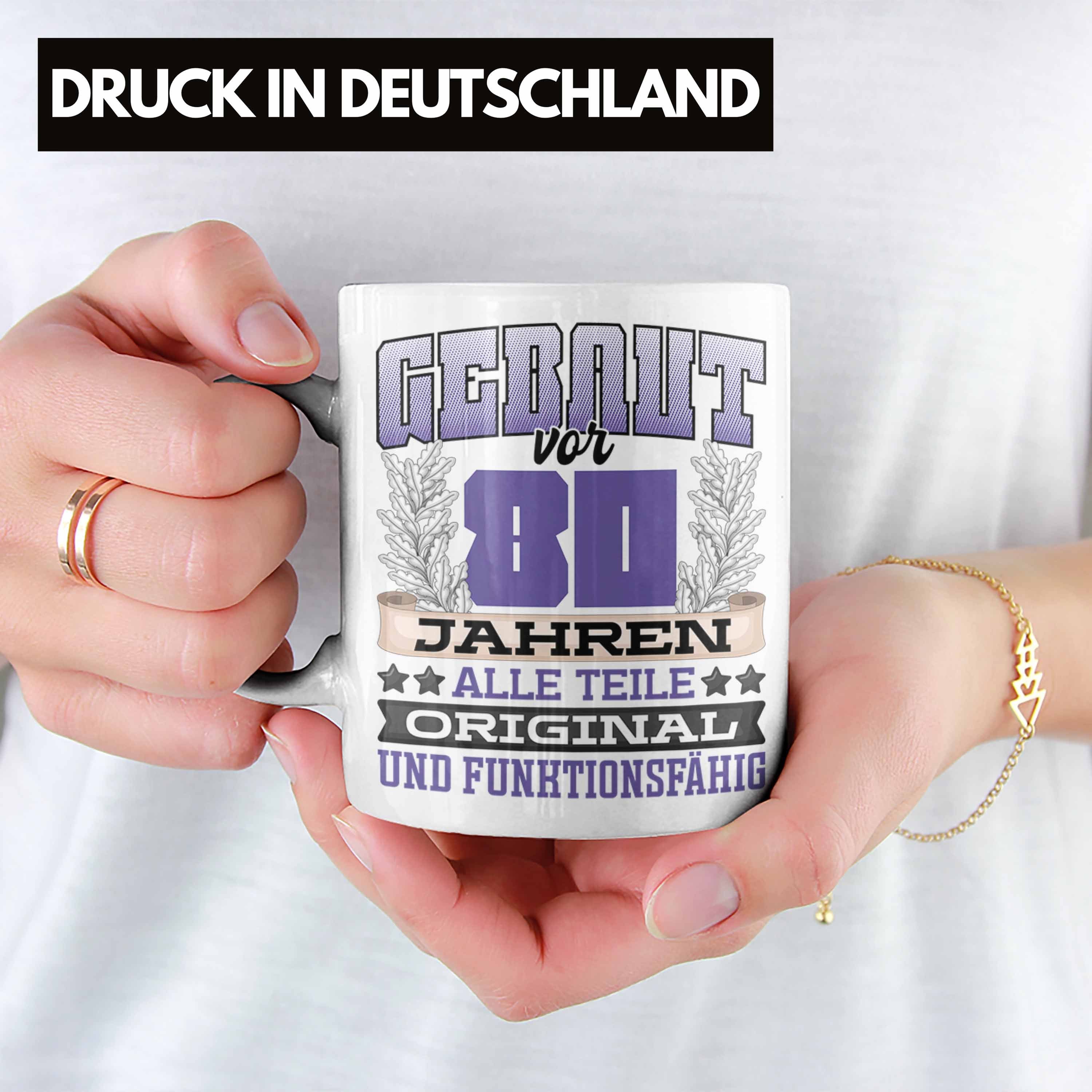 Trendation Tasse 80. Geburtstag Tasse Geschenk Frauen Männer Spruch Gebaut Vor 80 Jahre