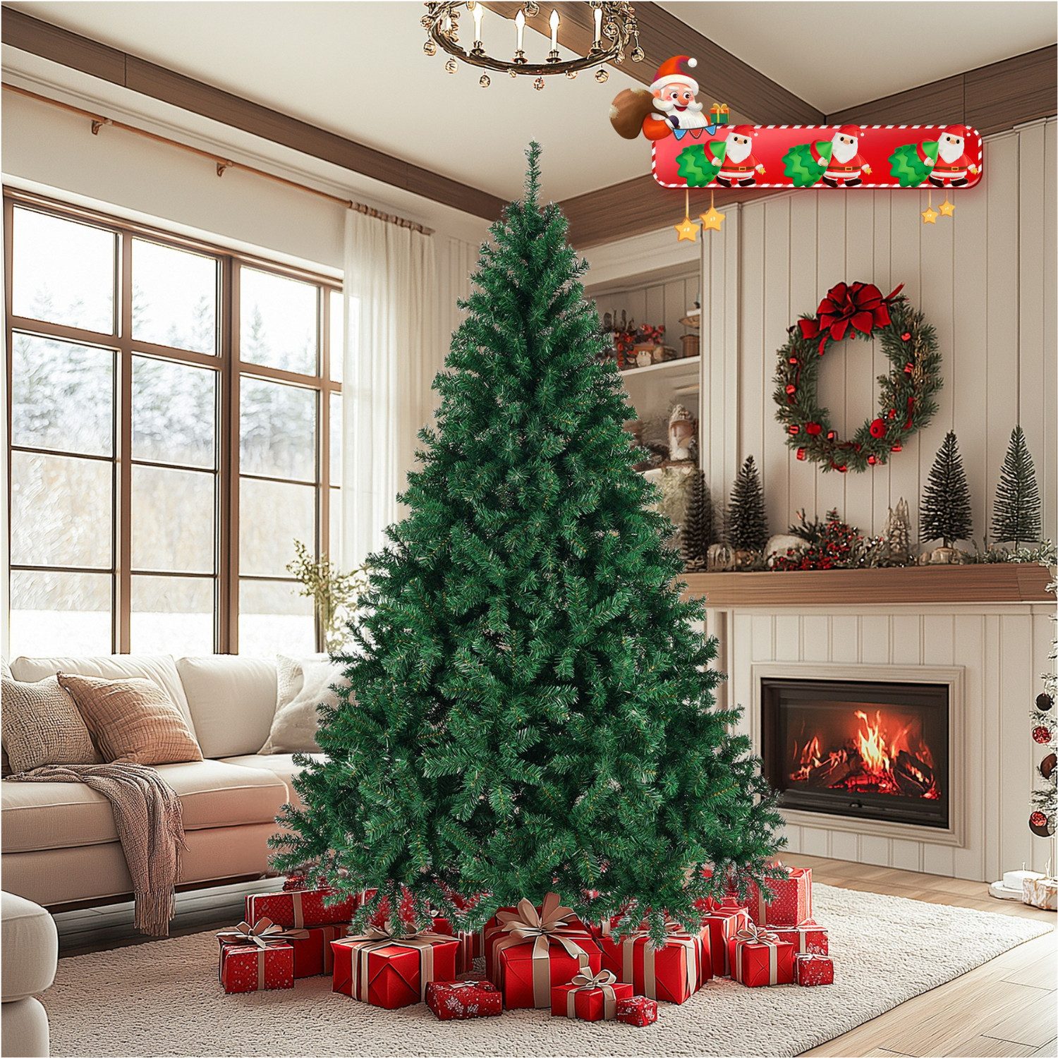 LALAHO Künstlicher Weihnachtsbaum, 210cm mit 850 Spitzen PVC, Tannenbaum mit ständer, Grün