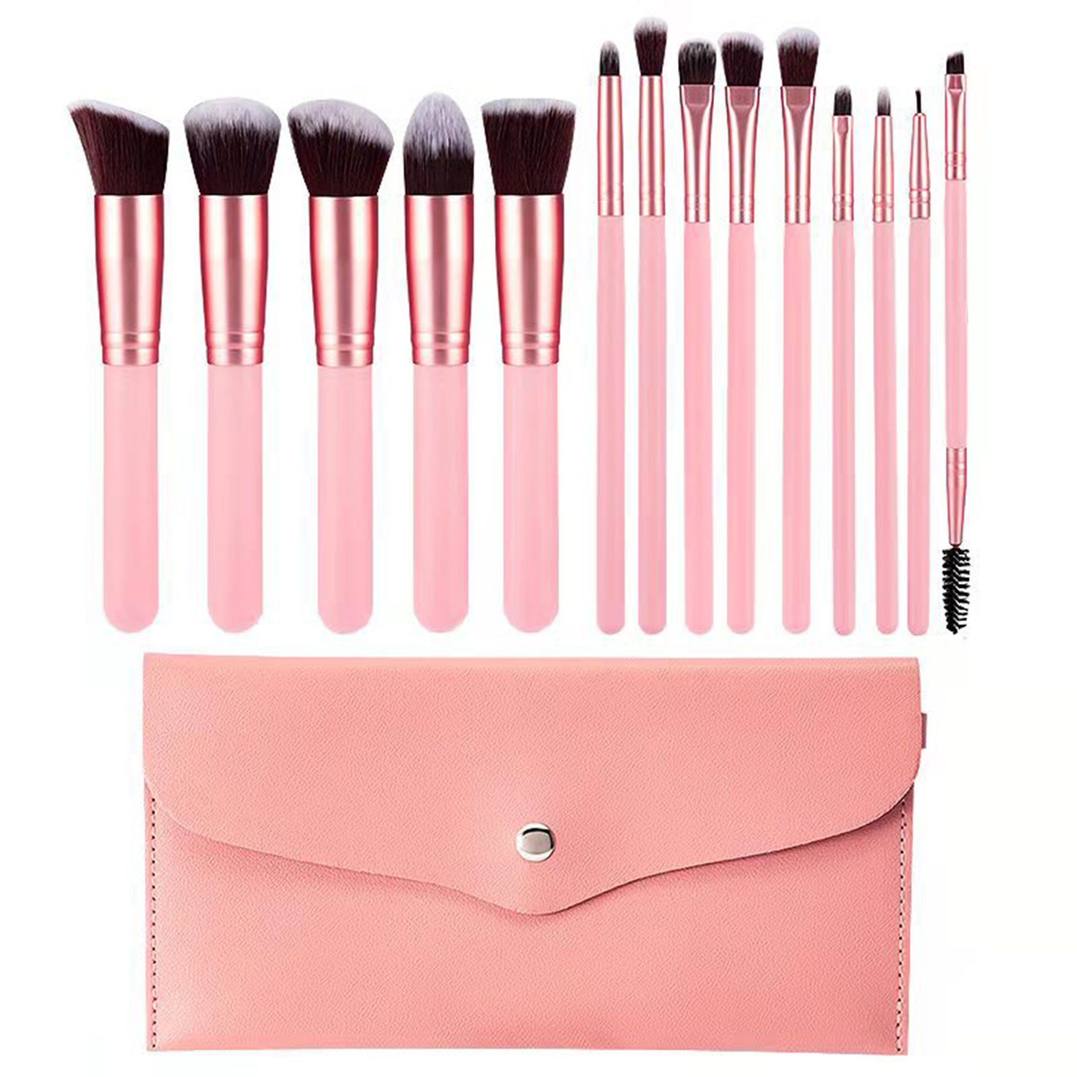 KINSI Kosmetikpinsel-Set Make-up Pinsel Set 14-tlg,Inklusive Aufbewahrungstasche, 14 tlg., Weiche Naturhaar Pinsel für Lidschatten & Foundation
