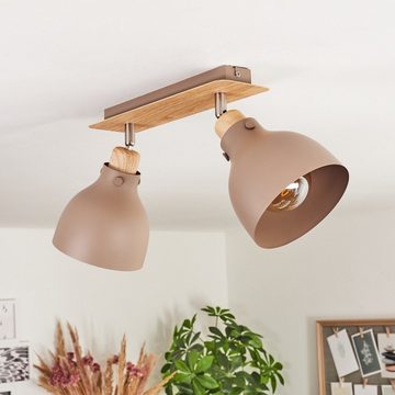 hofstein Deckenleuchte moderne Deckenlampe aus Metall in Taupe/Holzoptik, ohne Leuchtmittel, verstellbare Deckenleuchte Ø14,5cm, 2x E27, ohne Leuchtmittel