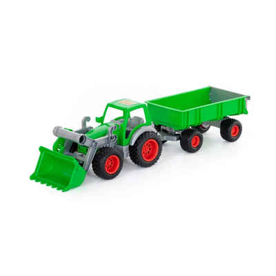Polesie Spielzeug-Traktor Farmer Technic Traktor + Frontschaufel + 2-Achsanhänger