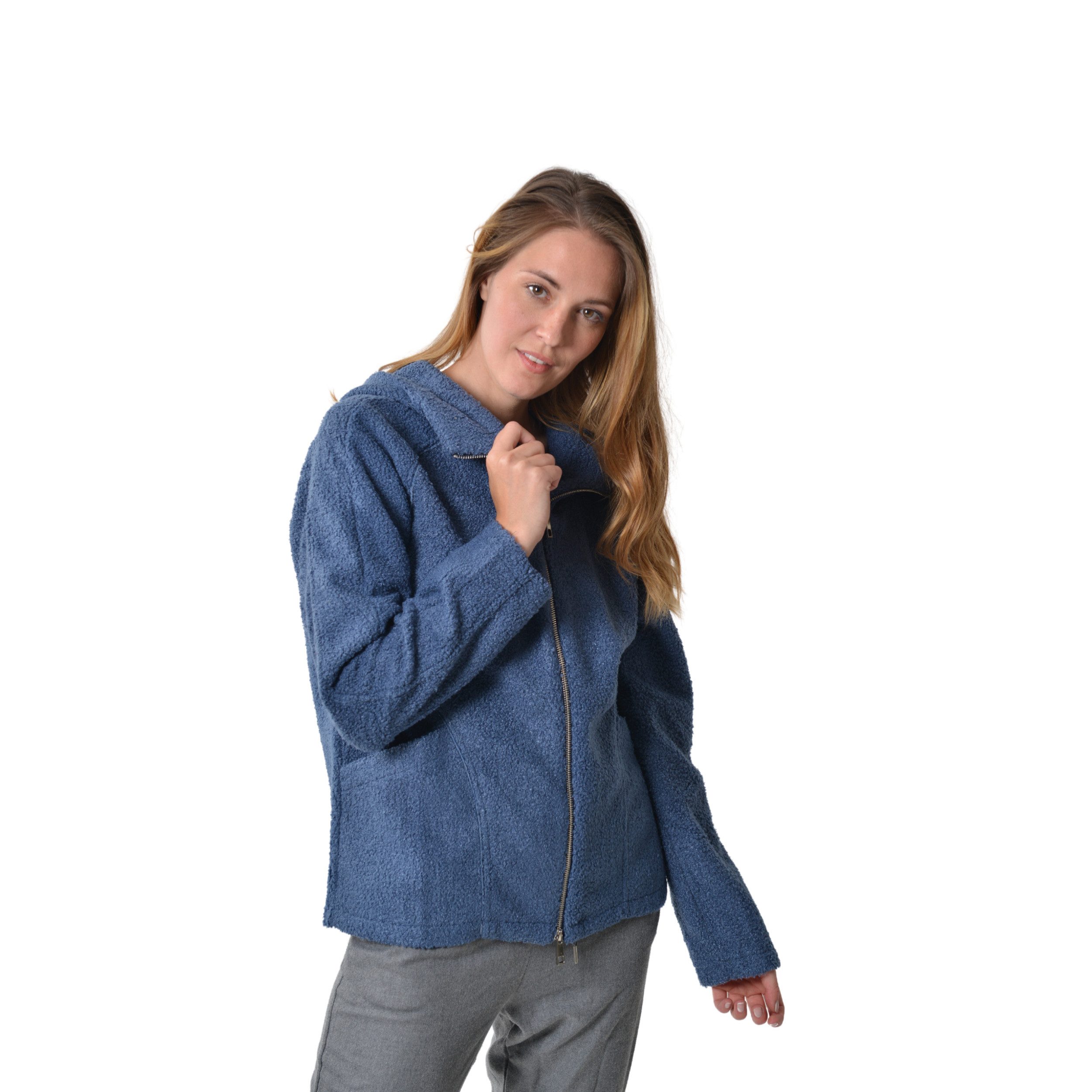 M-Diamant Sweatjacke Unisex Teddy Fleecejacke mit Kapuze Winterjacke Übergangsjacke kuschelig durch weiches Teddy-Fleece