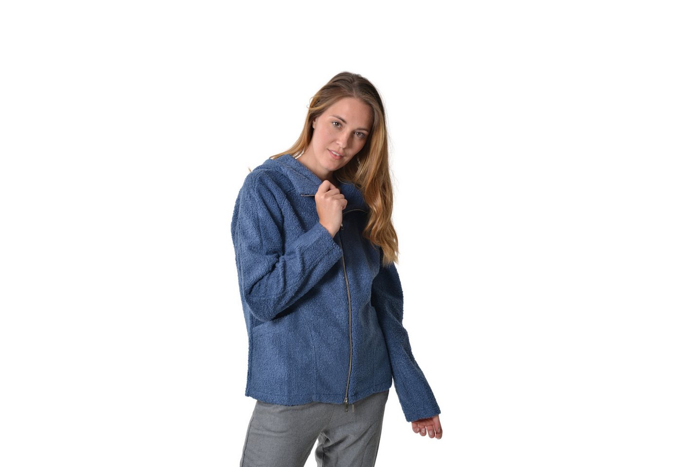 M-Diamant Sweatjacke Unisex Teddy Fleecejacke mit Kapuze Winterjacke Übergangsjacke kuschelig durch weiches Teddy-Fleece