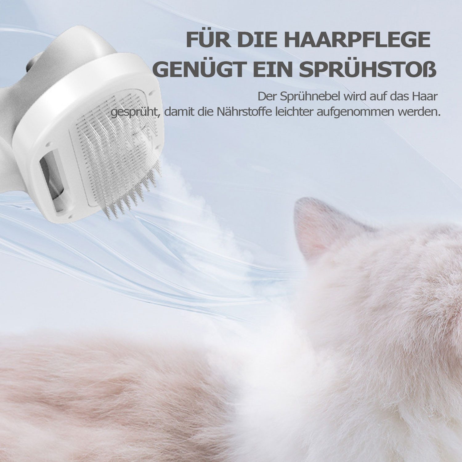 Refttenw Fellbürste 2-in-1 Katzenkamm/ Hundefön – Entfilzen, Föhnen, Frisieren, Massieren, mit ablösbarer Bürste & 2 Aufsätzen, Wassser-Ionen, <50dB, 300W