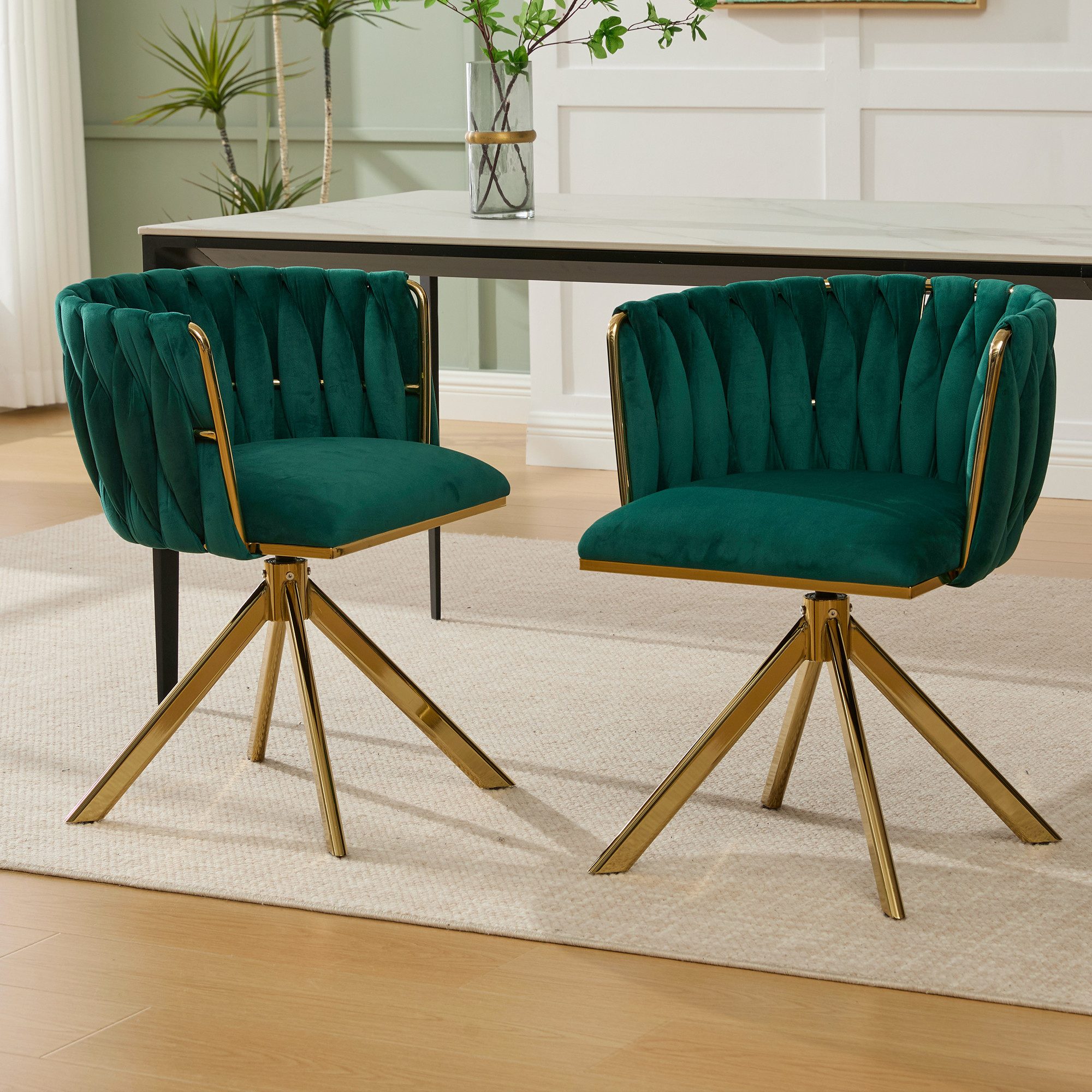 KLAM HOME Esszimmerstuhl Hochwertiger Samt-Drehsessel mit robustem Metallfu günstig online kaufen