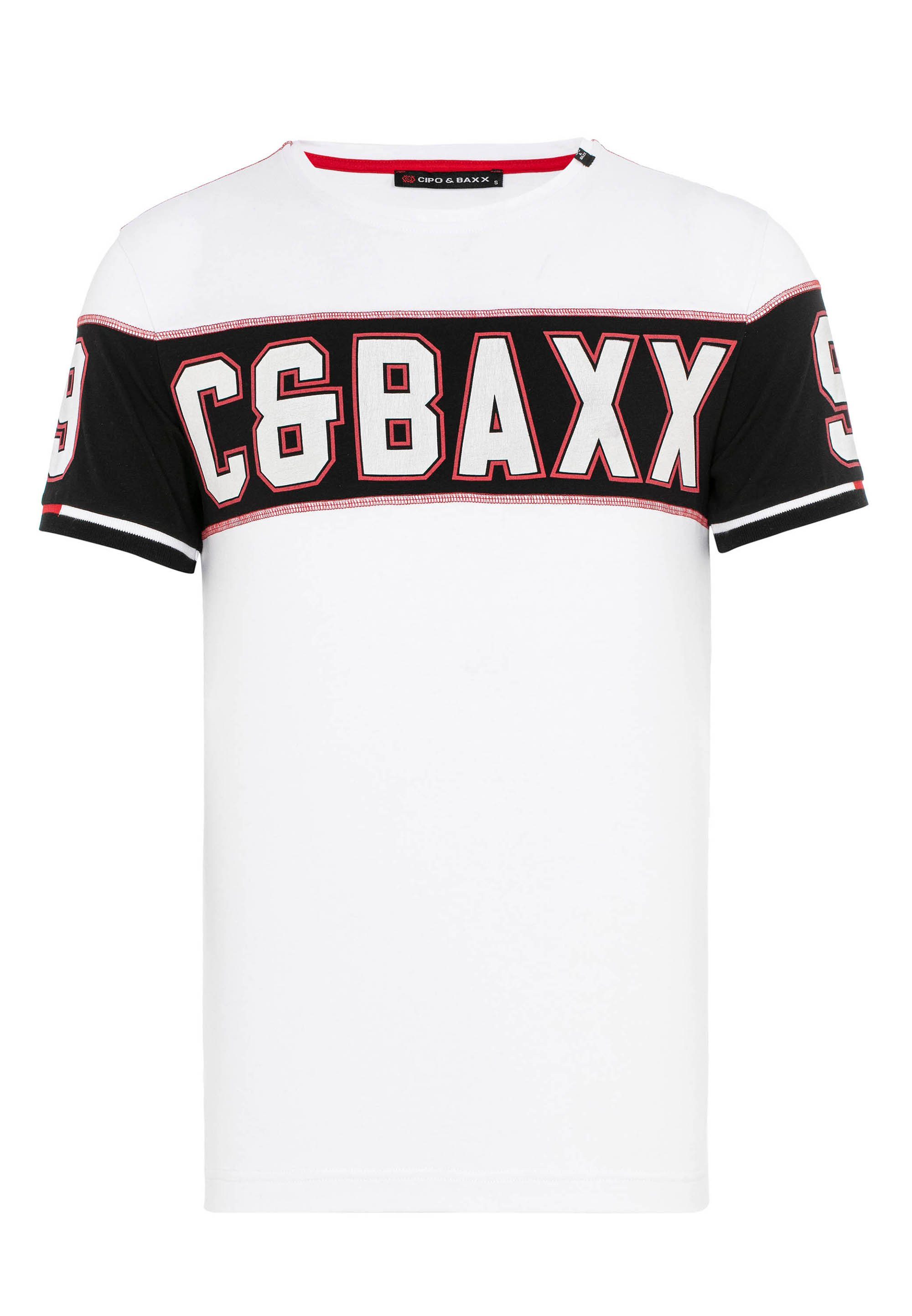T-Shirt weiß & Print mit Baxx Cipo auffälligem