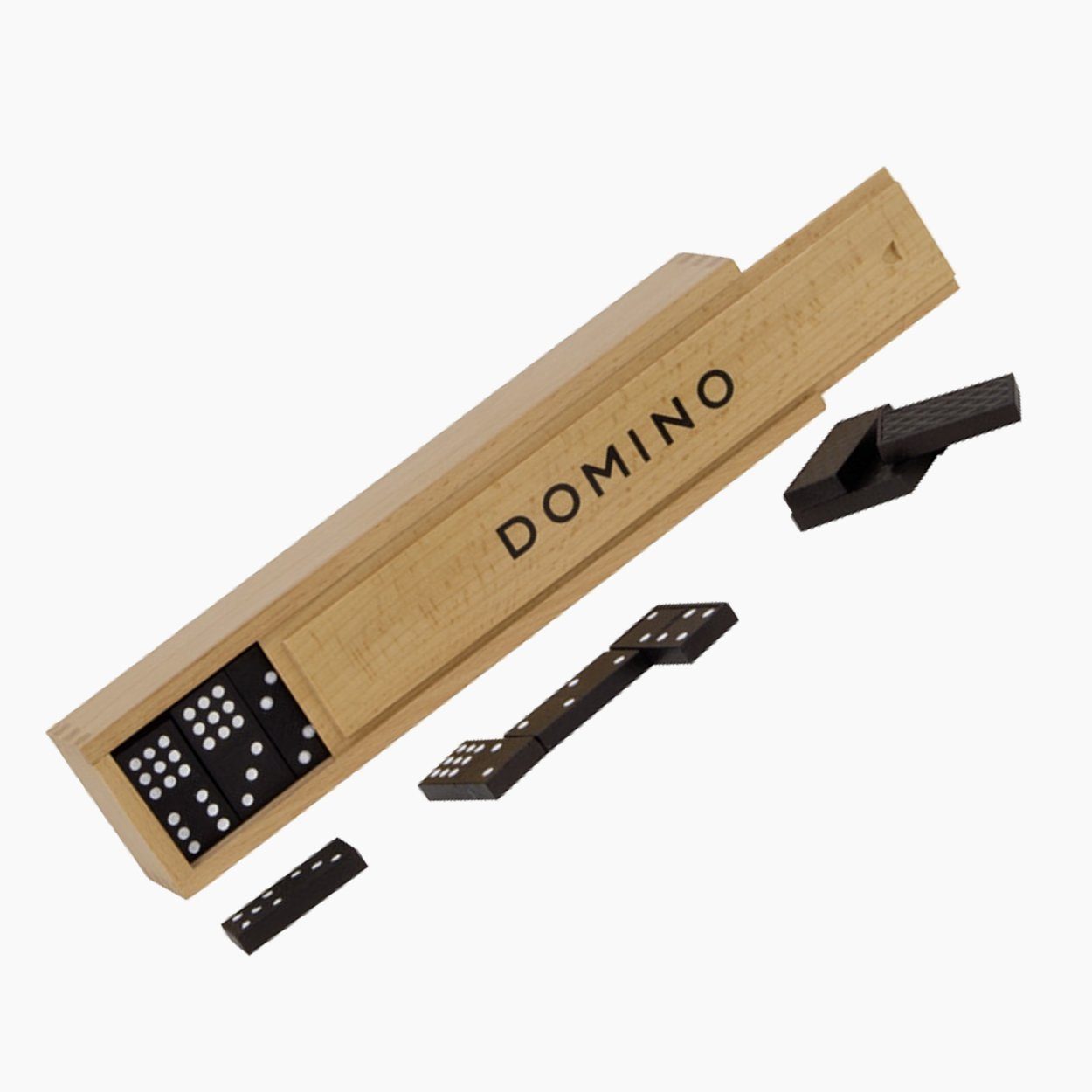 goki Spielesammlung Dominospiel im Holzkasten 55 Steine, Domino-Effekt, Fördert Taktik, Logik und räumliches Denken