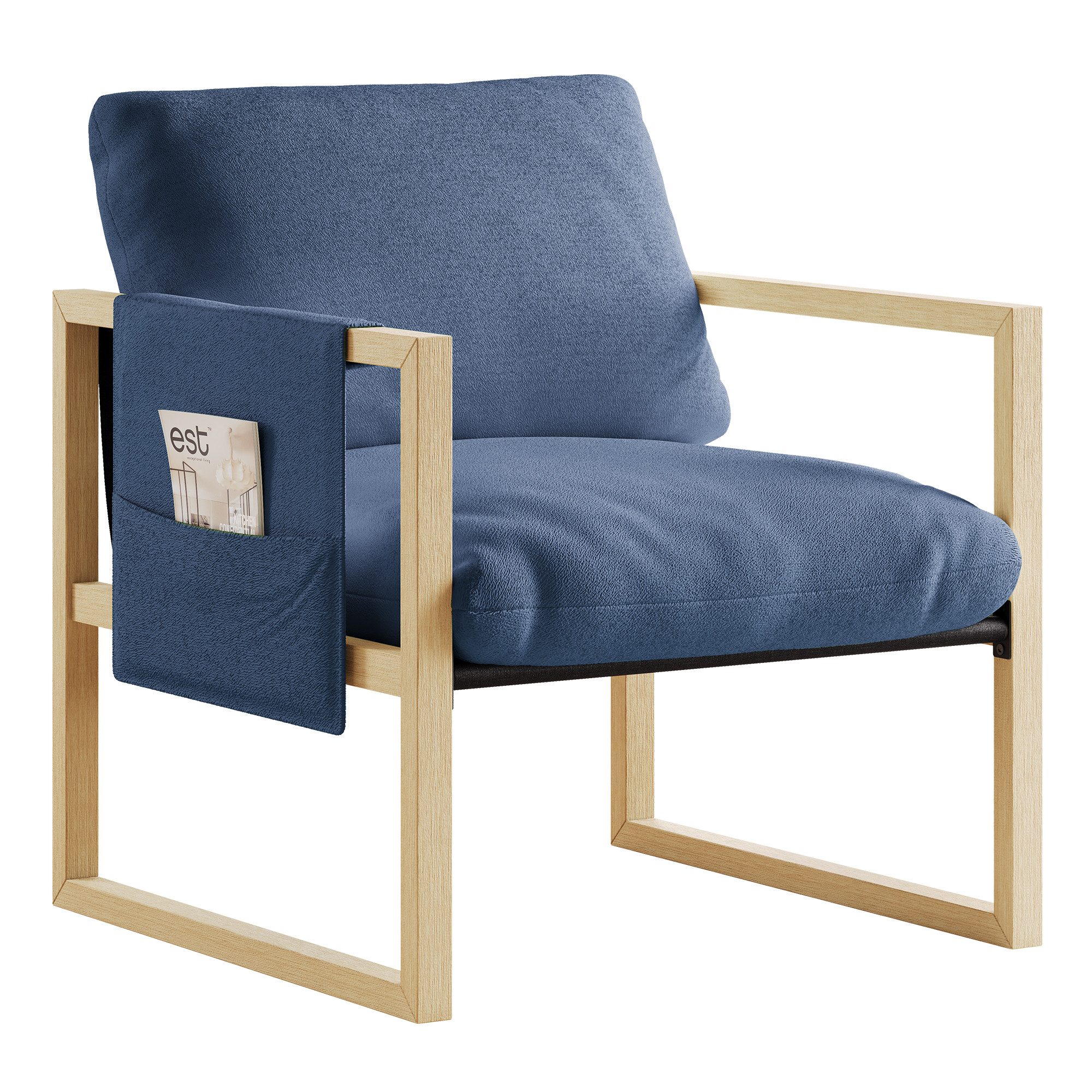 ToteBox Loungesessel Modern Loungesessel Holz Lambswool für Wohnzimmer Schlafzimmer